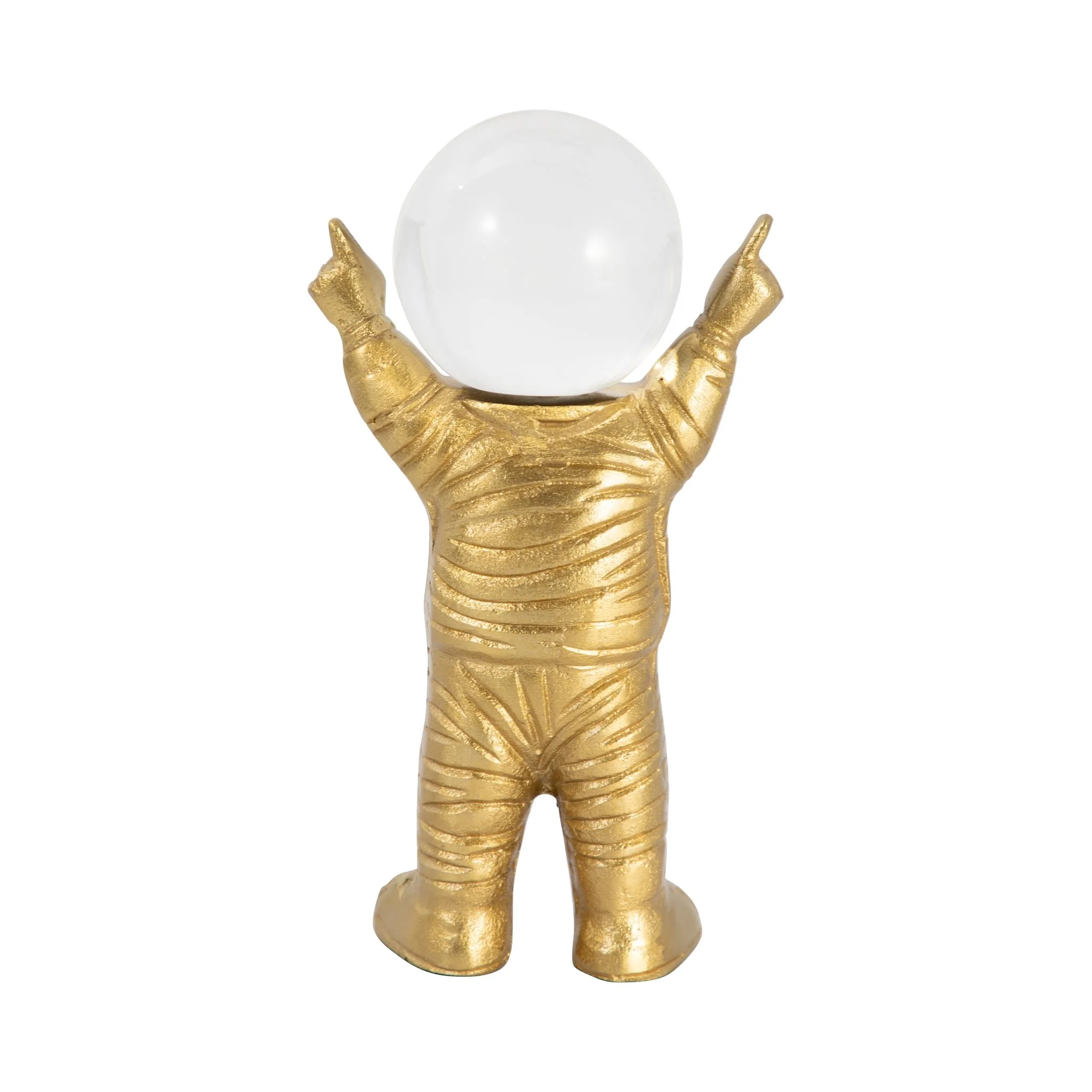 Metal, 9" Astronaut W Crystal Orb Head, Gold/clea - Image 4