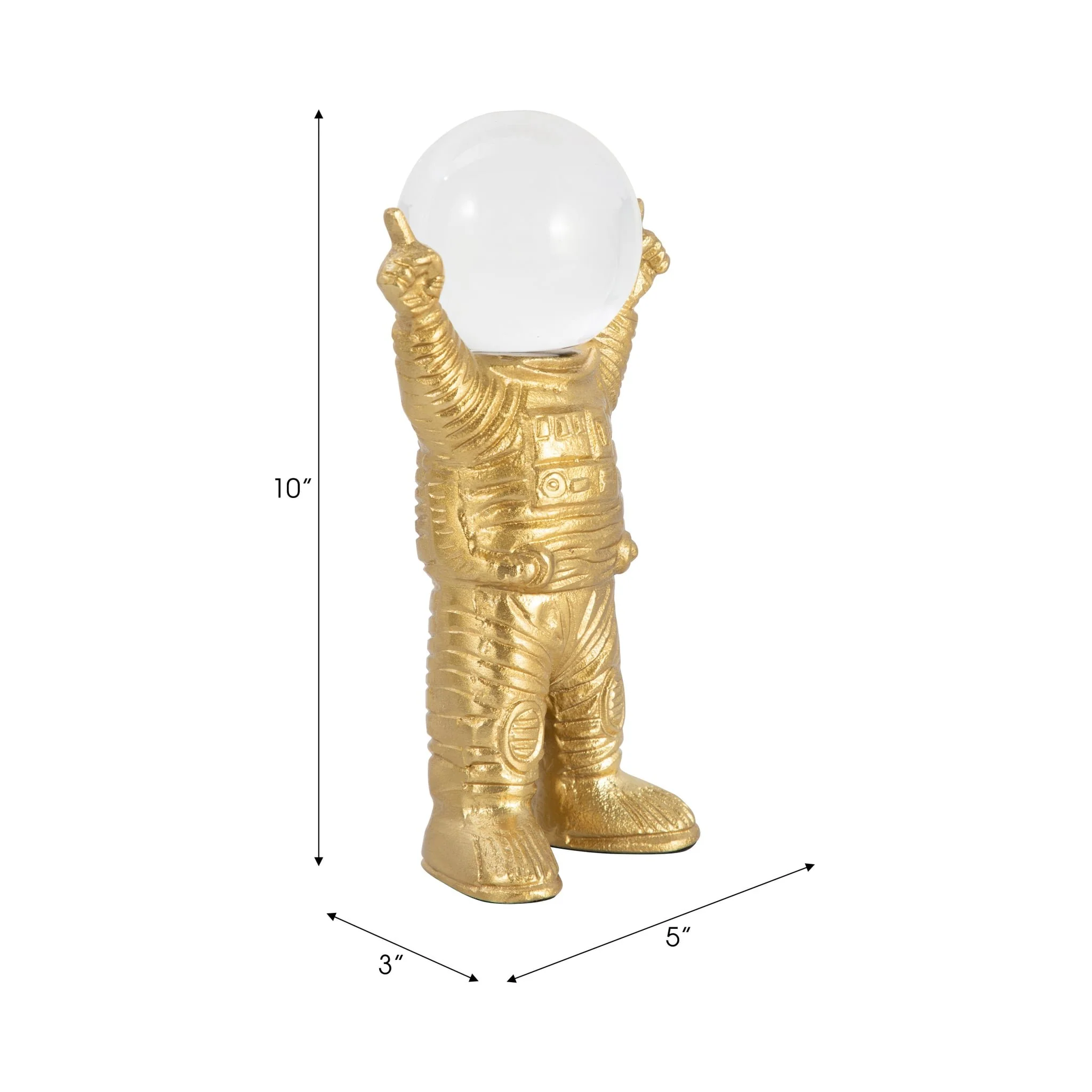 Metal, 9" Astronaut W Crystal Orb Head, Gold/clea - Image 8