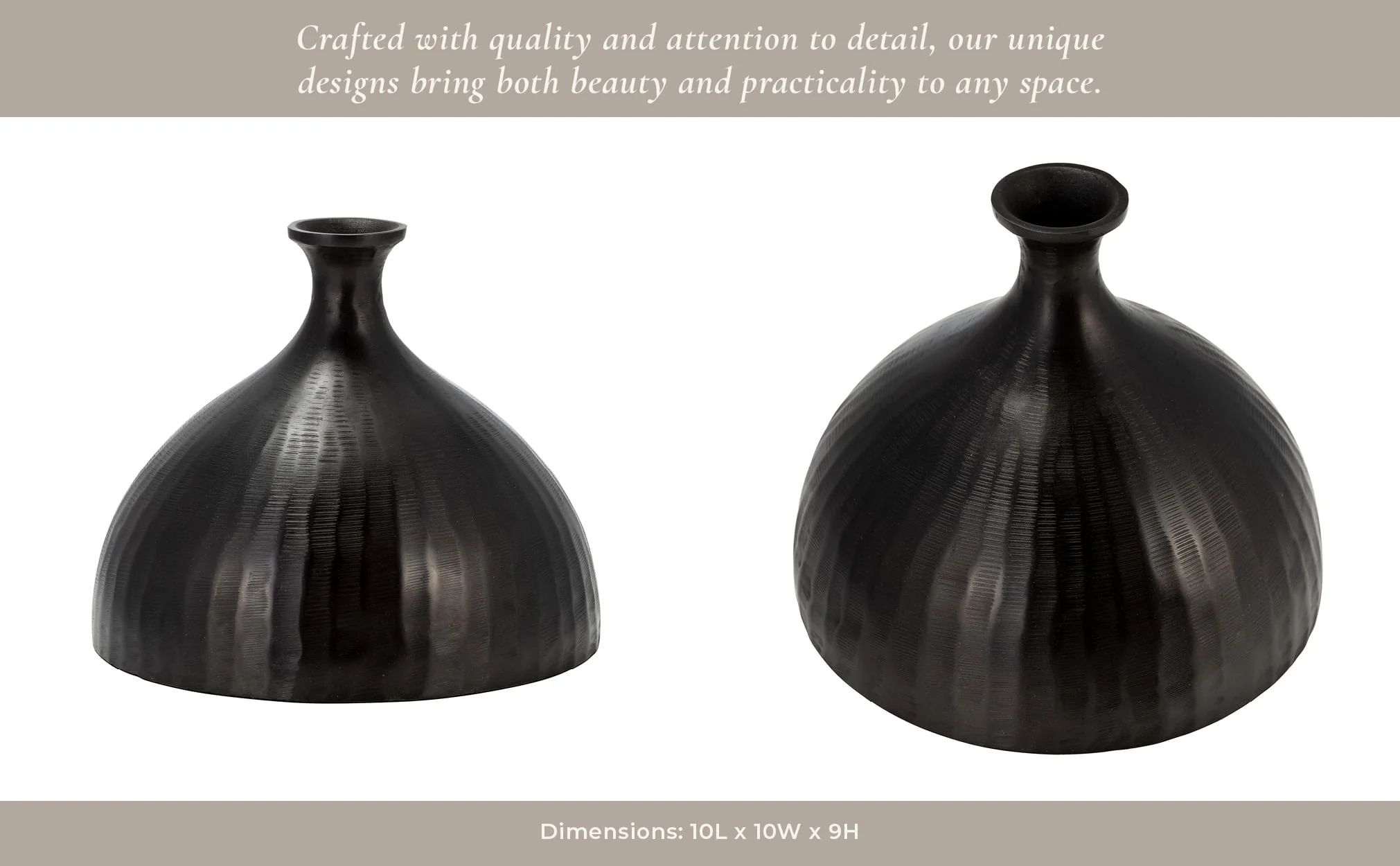 Metal, 9" Bulbous Vase, Bronze - Image 12