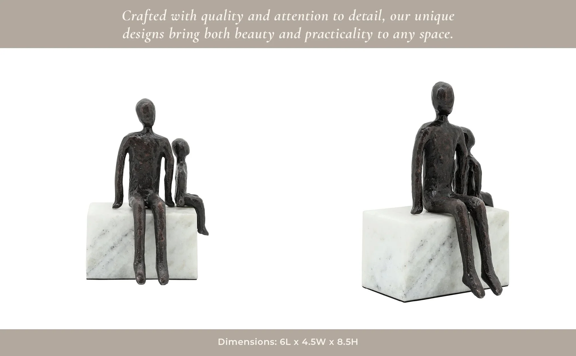 Metal, 9", Dad & Son Sitting Sculpture - Image 12
