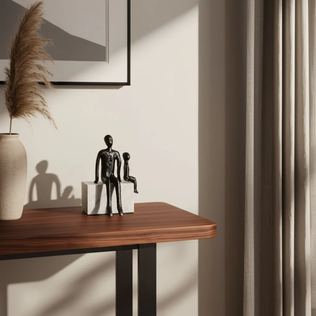 Metal, 9", Dad & Son Sitting Sculpture - Image 8