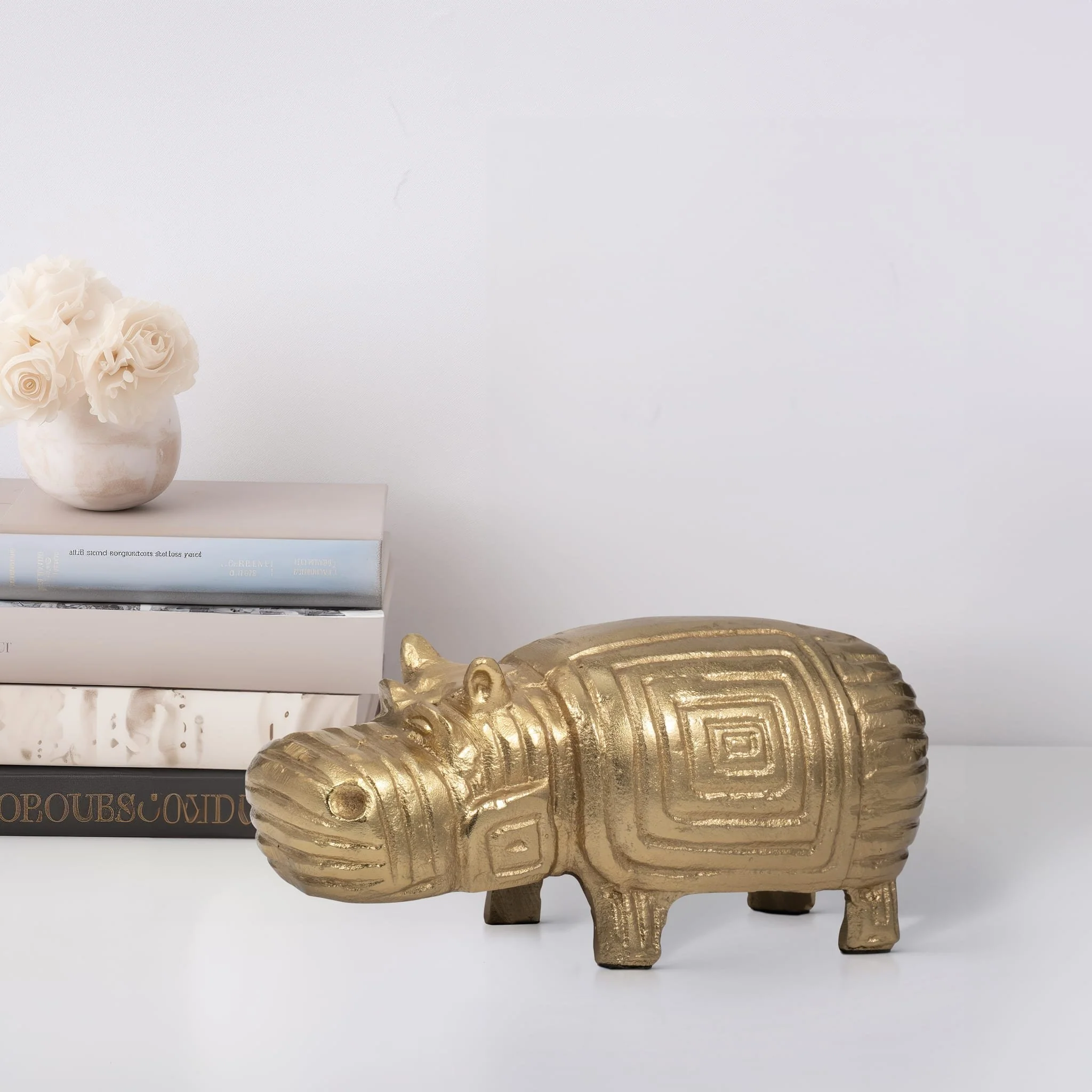 Metal, 9" Funky Hippo, Gold - Image 10