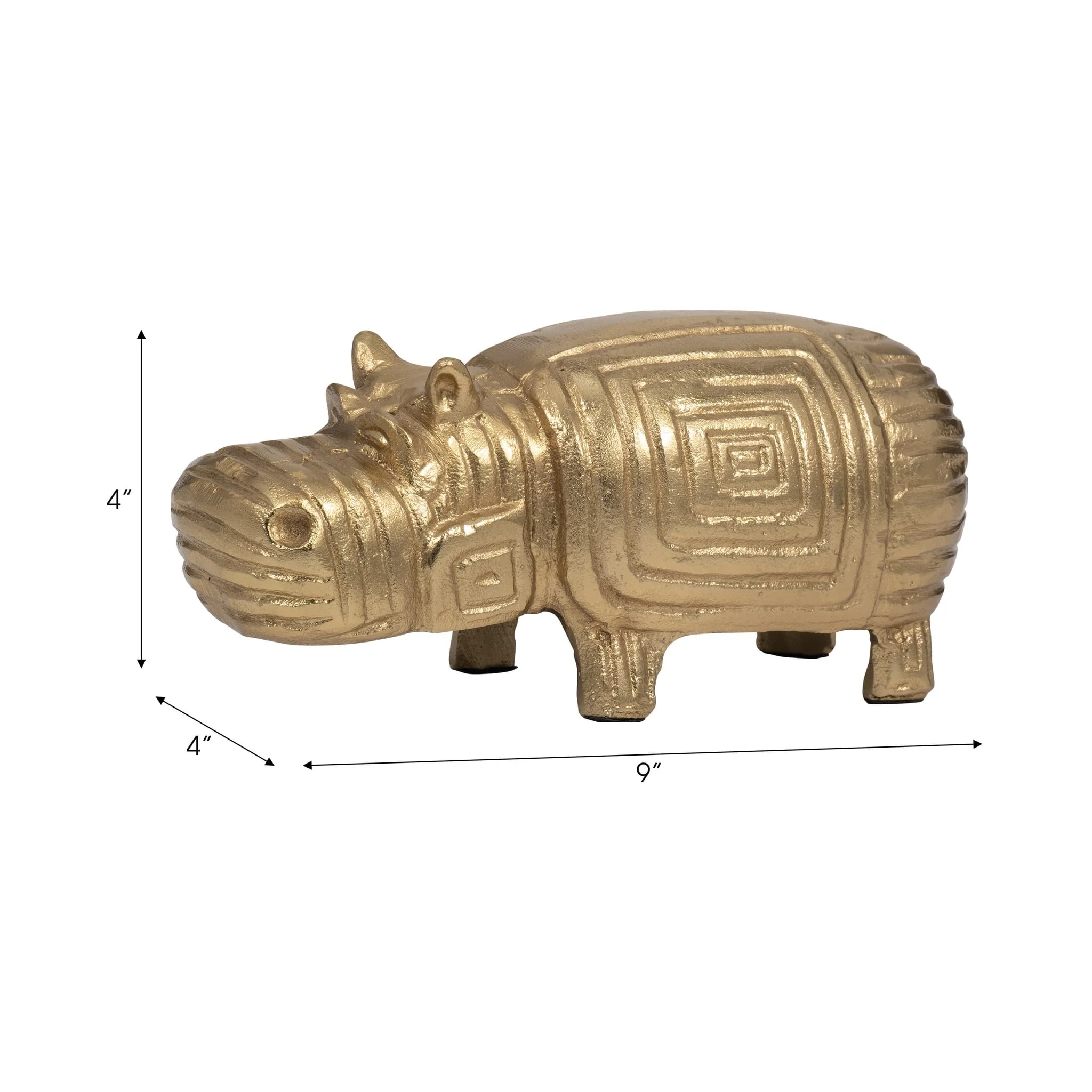 Metal, 9" Funky Hippo, Gold - Image 8