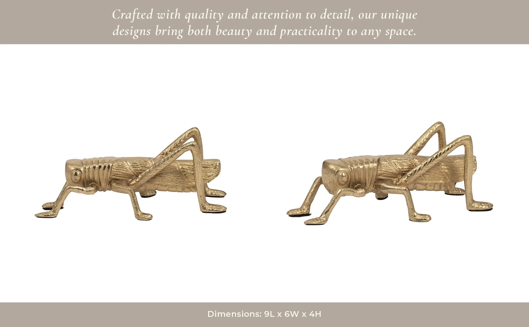 Metal, 9" Grasshopper, Gold - Image 10
