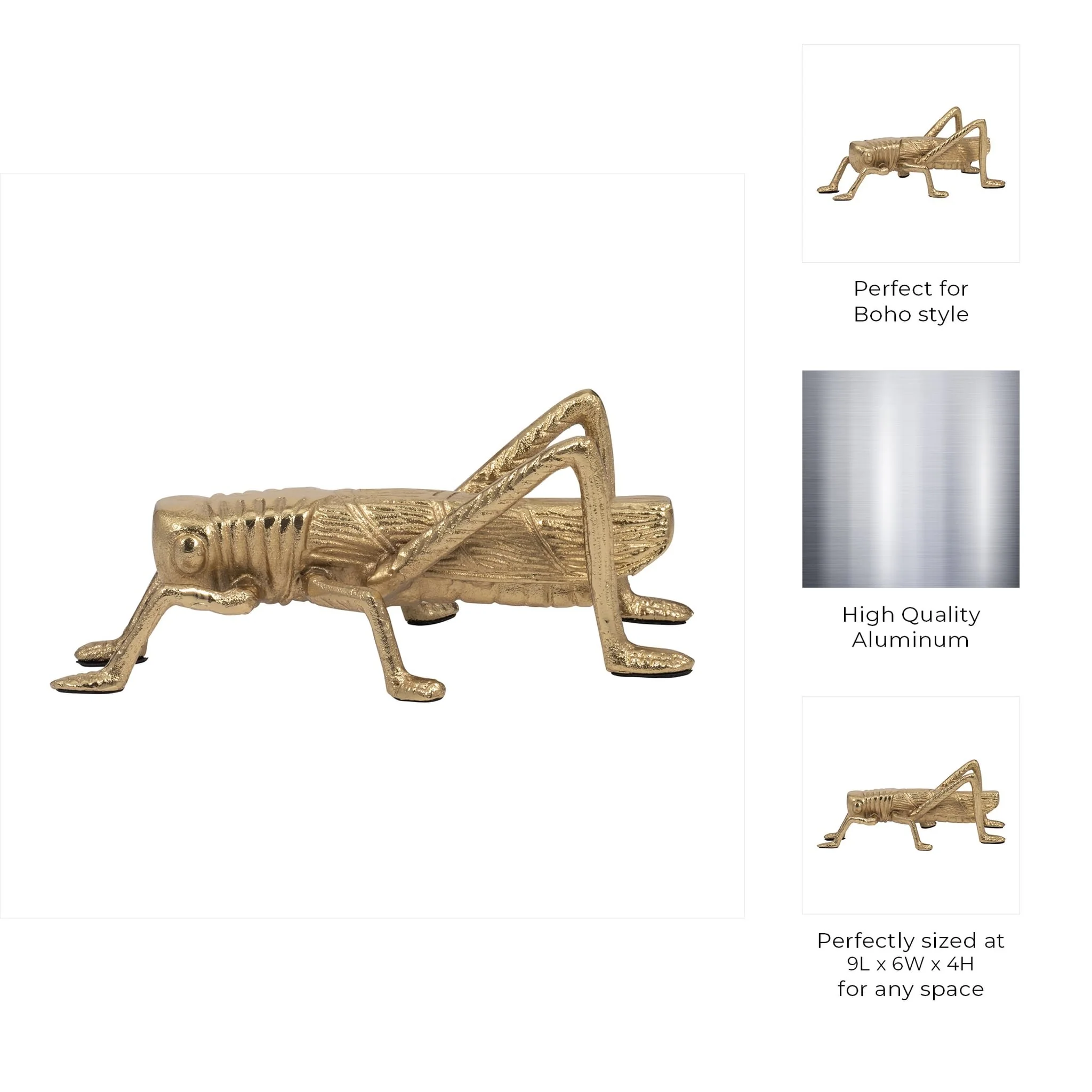 Metal, 9" Grasshopper, Gold - Image 8