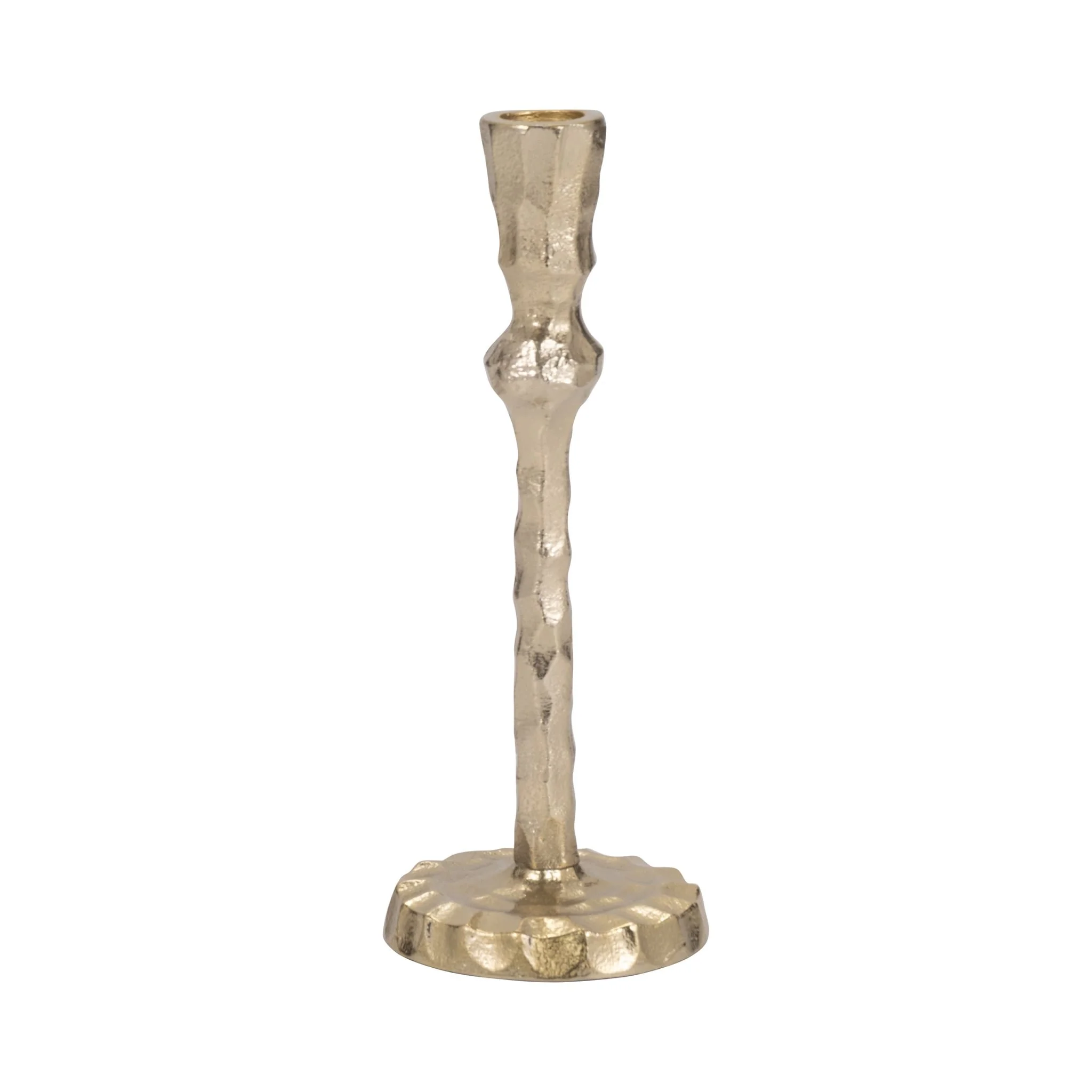 Metal, 9" Hammered Taper Candleholder, Gold - Image 3