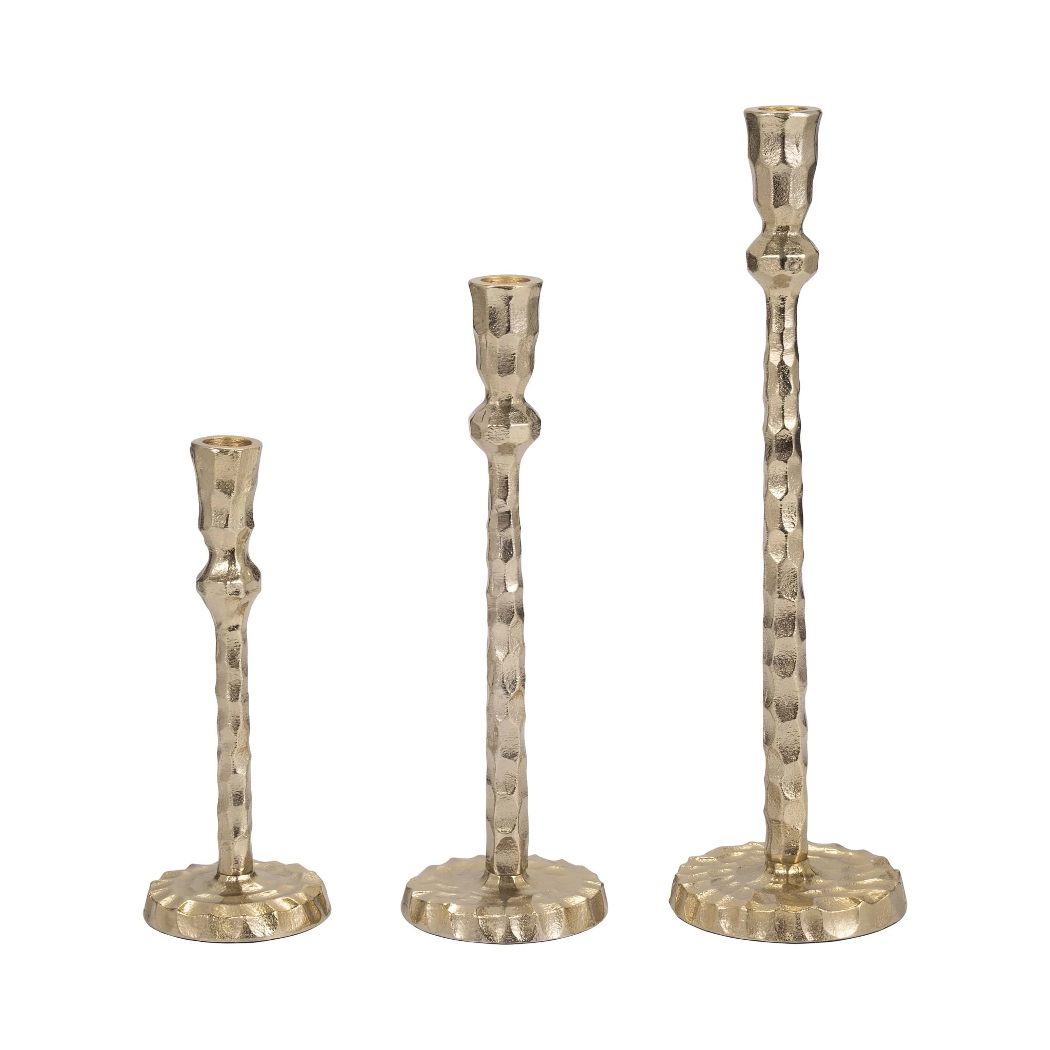 Metal, 9" Hammered Taper Candleholder, Gold - Image 7