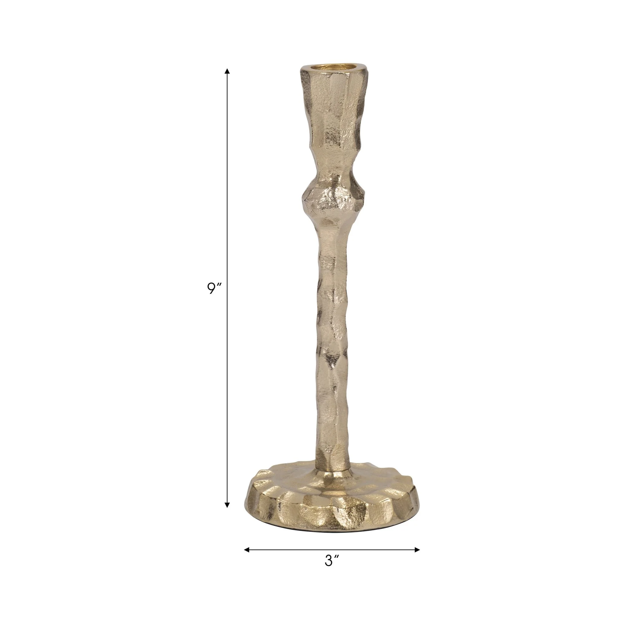 Metal, 9" Hammered Taper Candleholder, Gold - Image 8