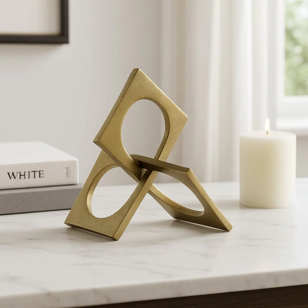 Metal 9" Linked Square Deco, Gold - Image 2
