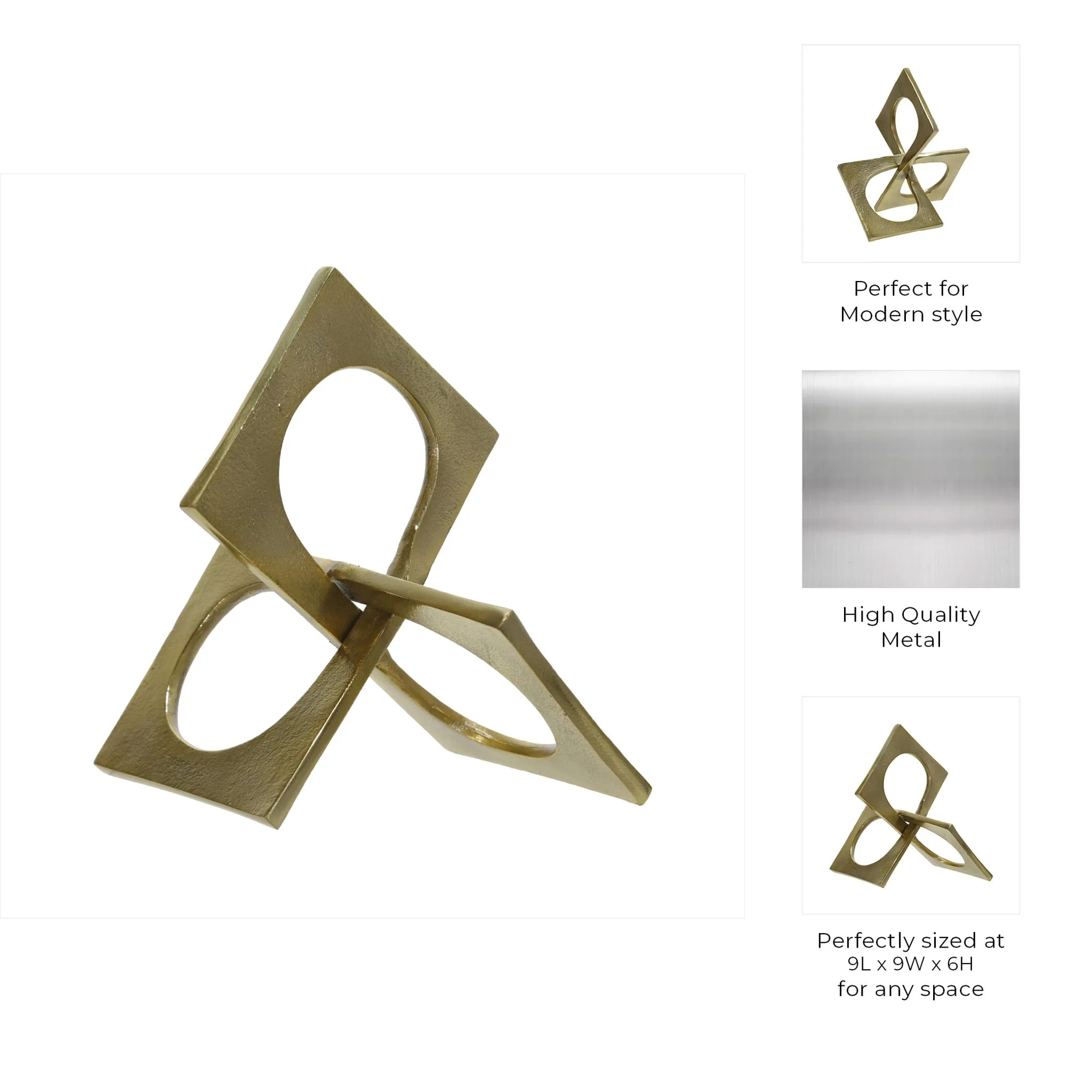 Metal 9" Linked Square Deco, Gold - Image 6