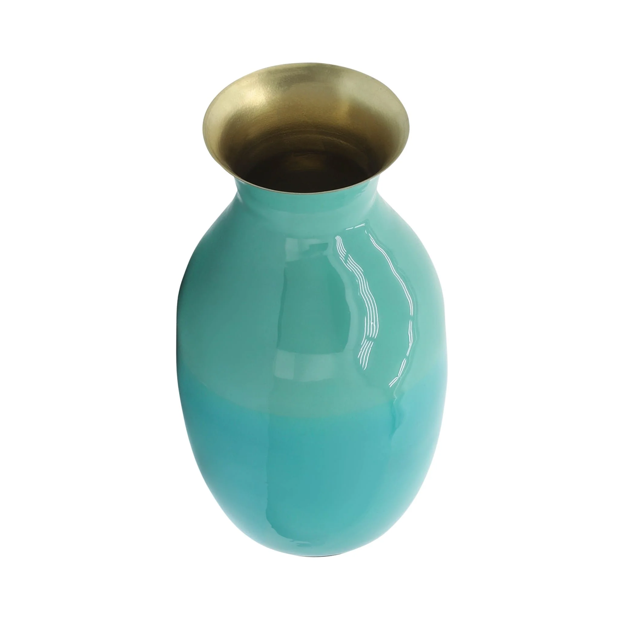 Metal 9" Olpe Vase, Green - Image 3