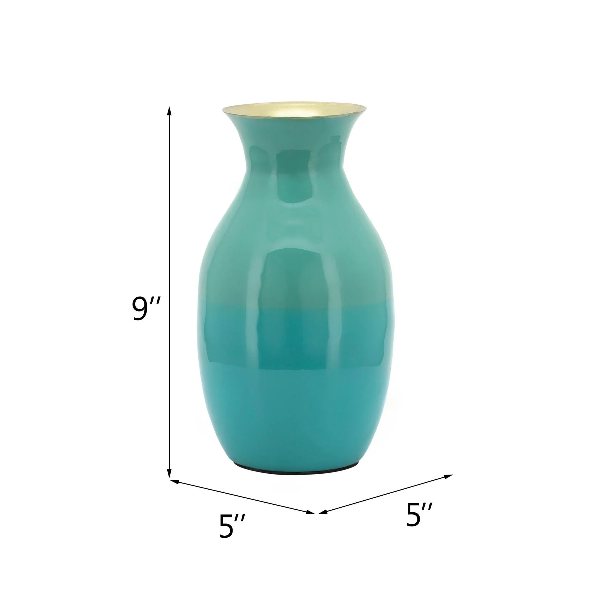 Metal 9" Olpe Vase, Green - Image 8