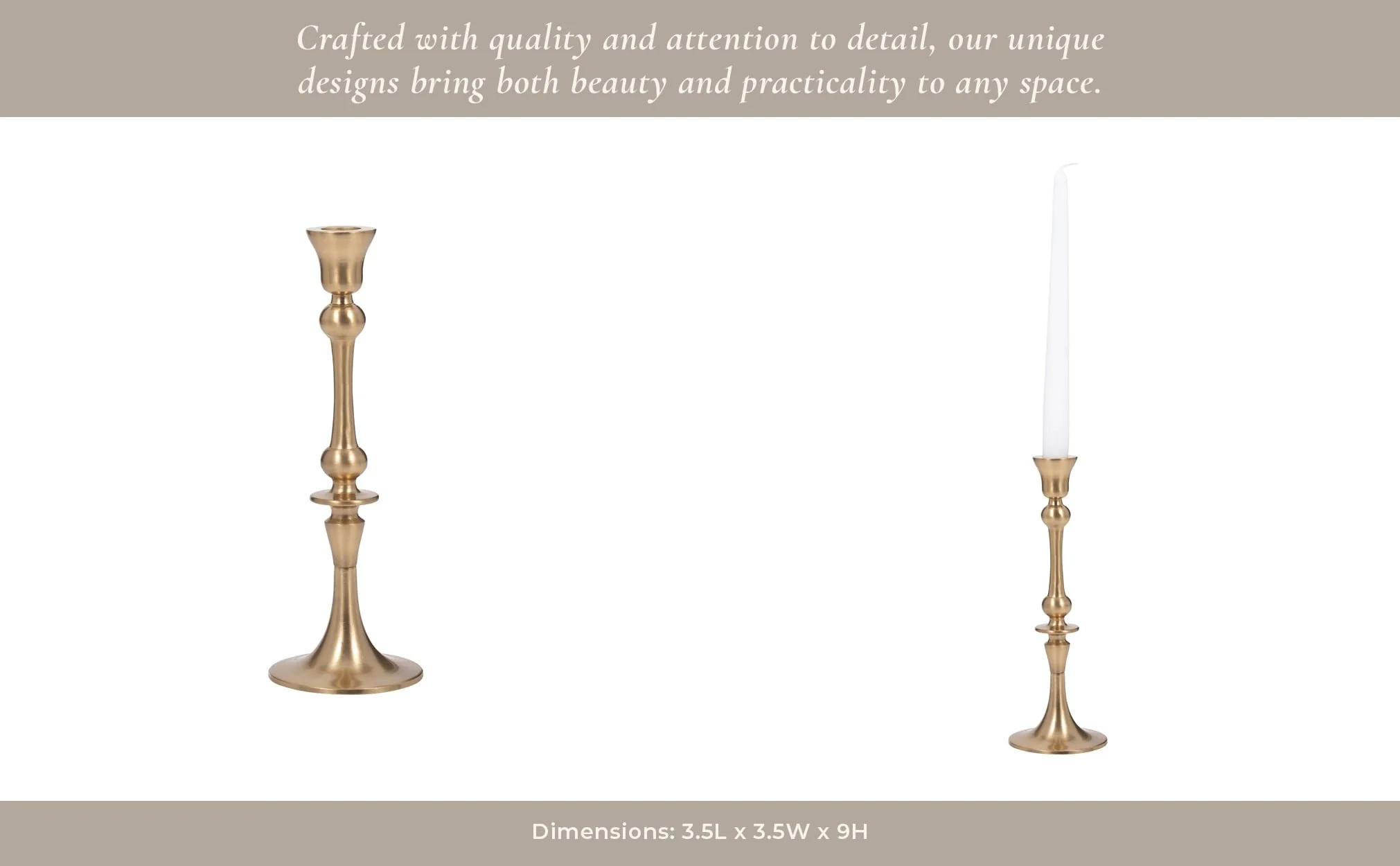 Metal, 9" Tradtnl Taper Candleholder, Gold /clear - Image 10