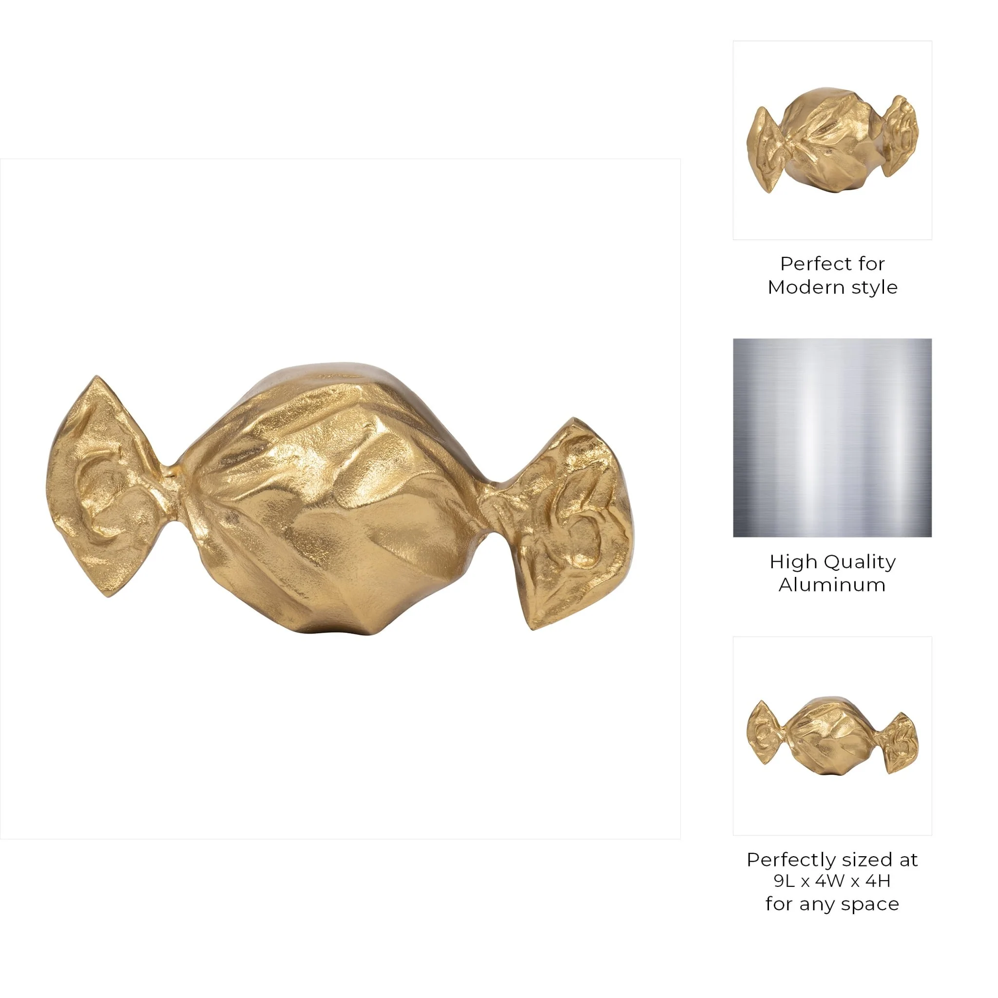 Metal, 9" Wrapped Candy, Gold - Image 8