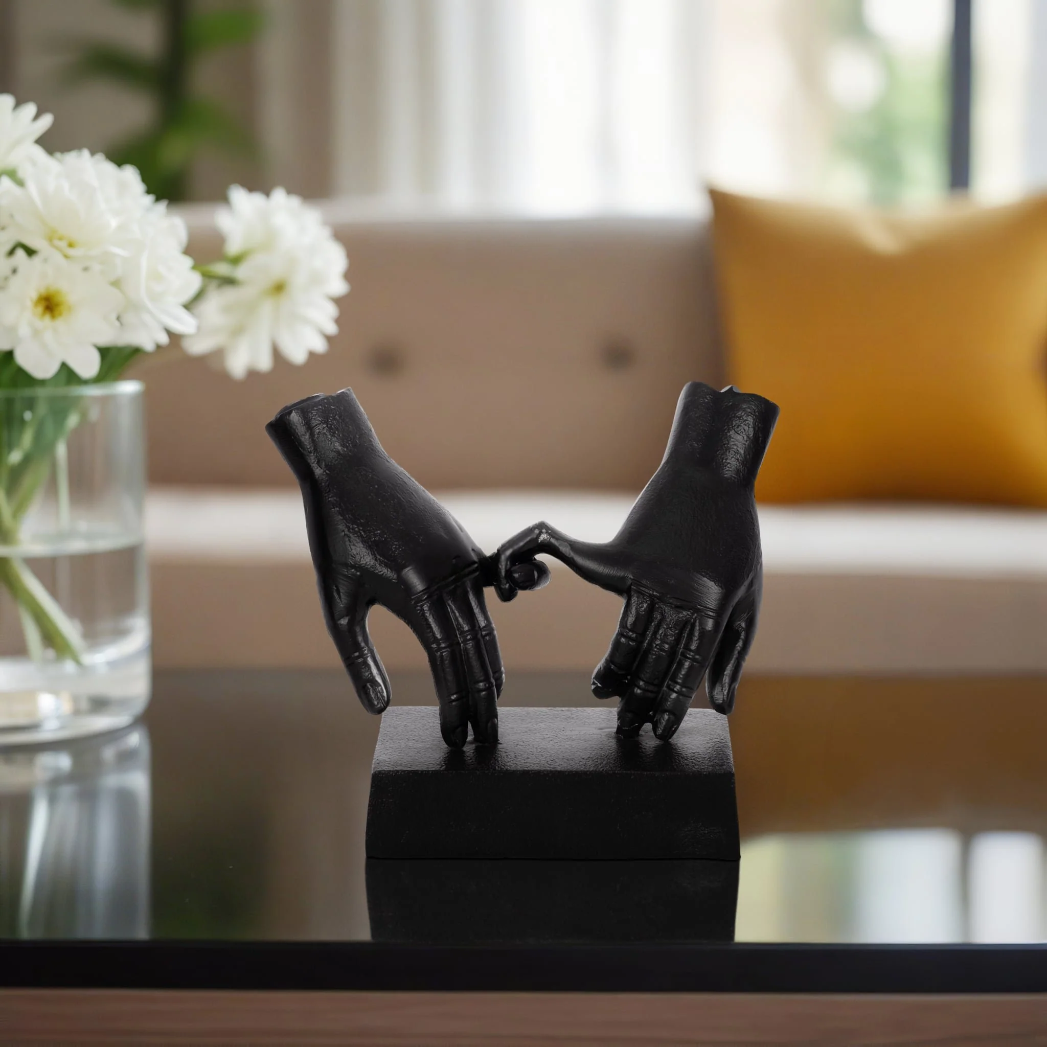 Metal,9"h,entwined Hands Sculpture, Black - Image 10