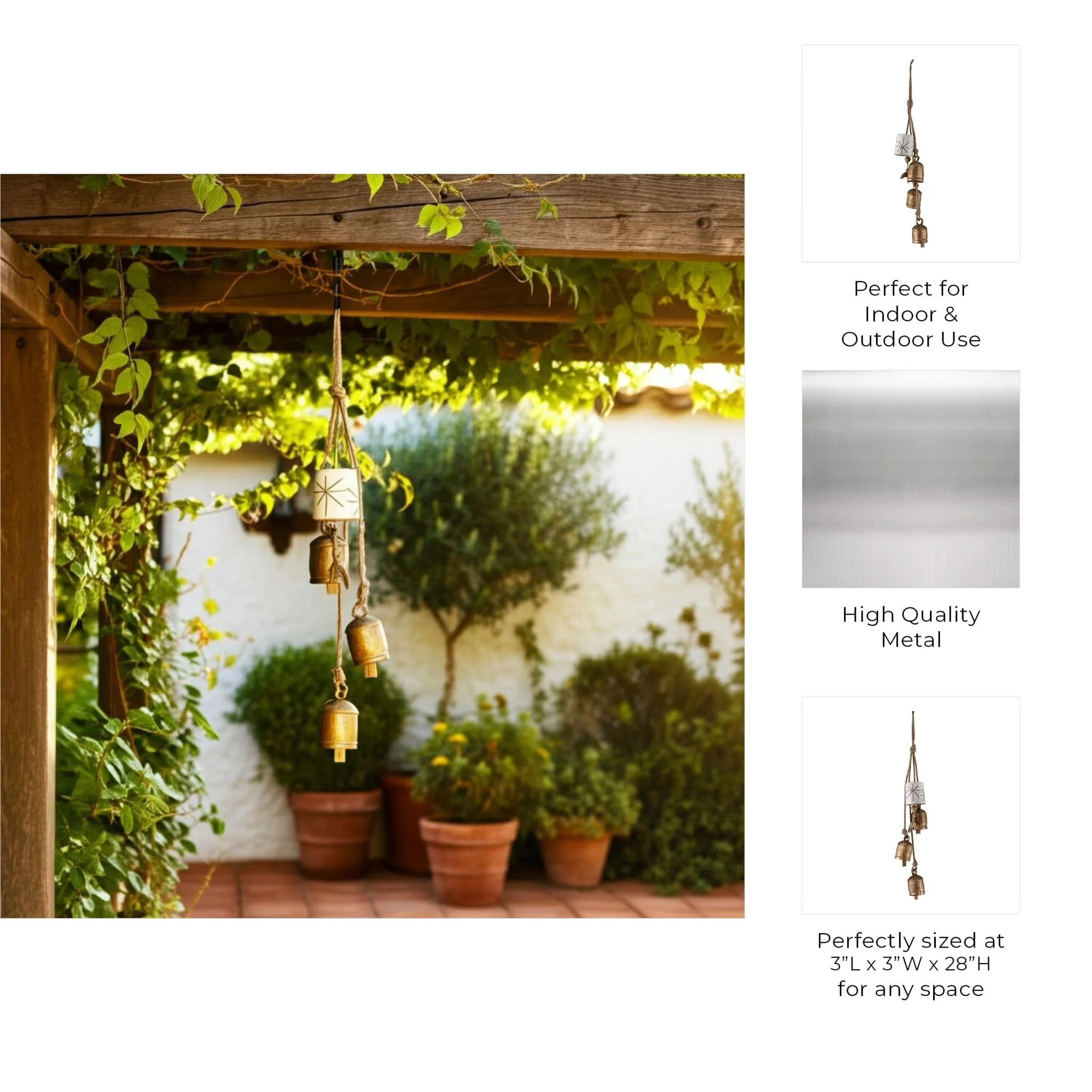 Metal/cer, 28" Bell Clusters, Gold/white - Image 9