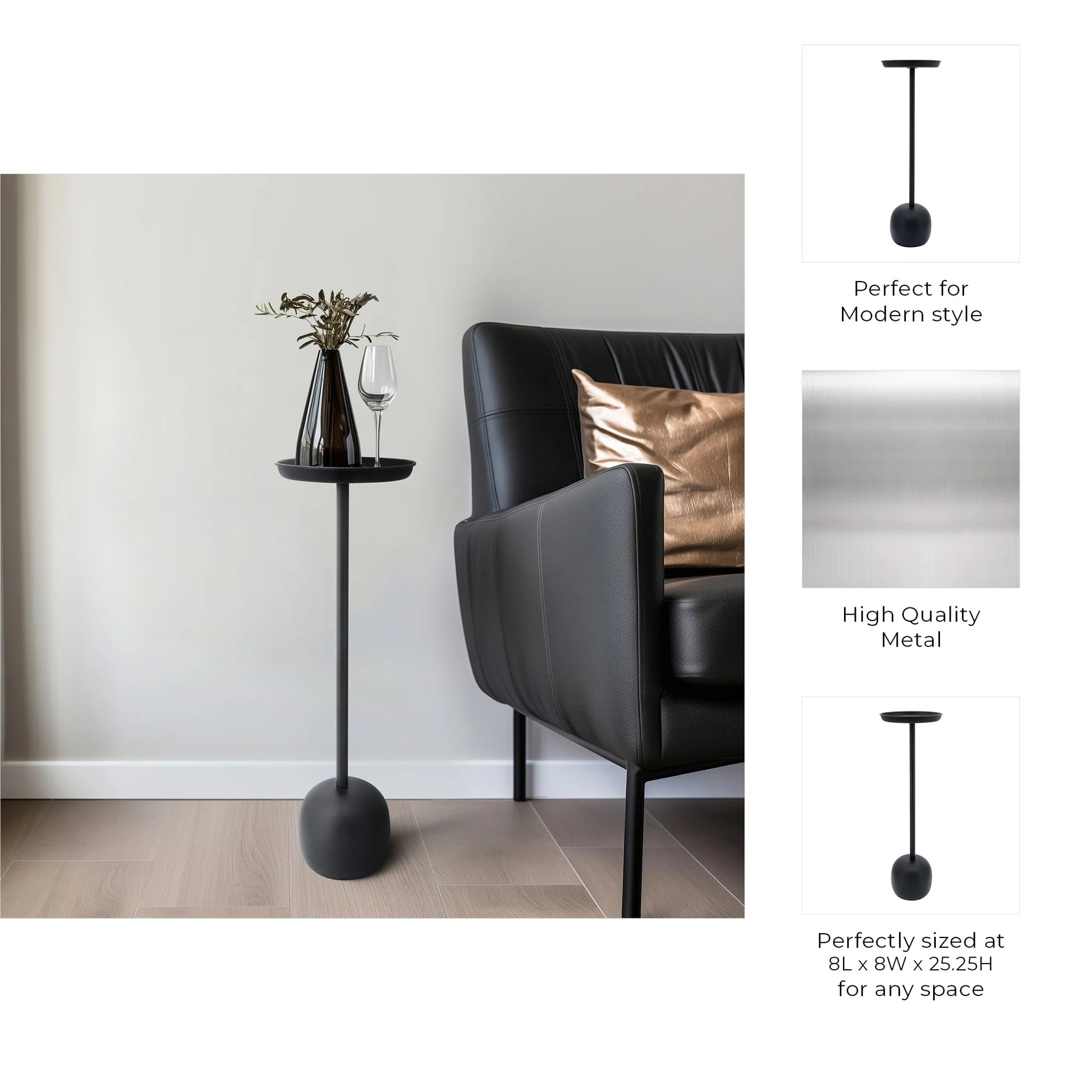 Metal, Drink Table, Black Kd - Image 5