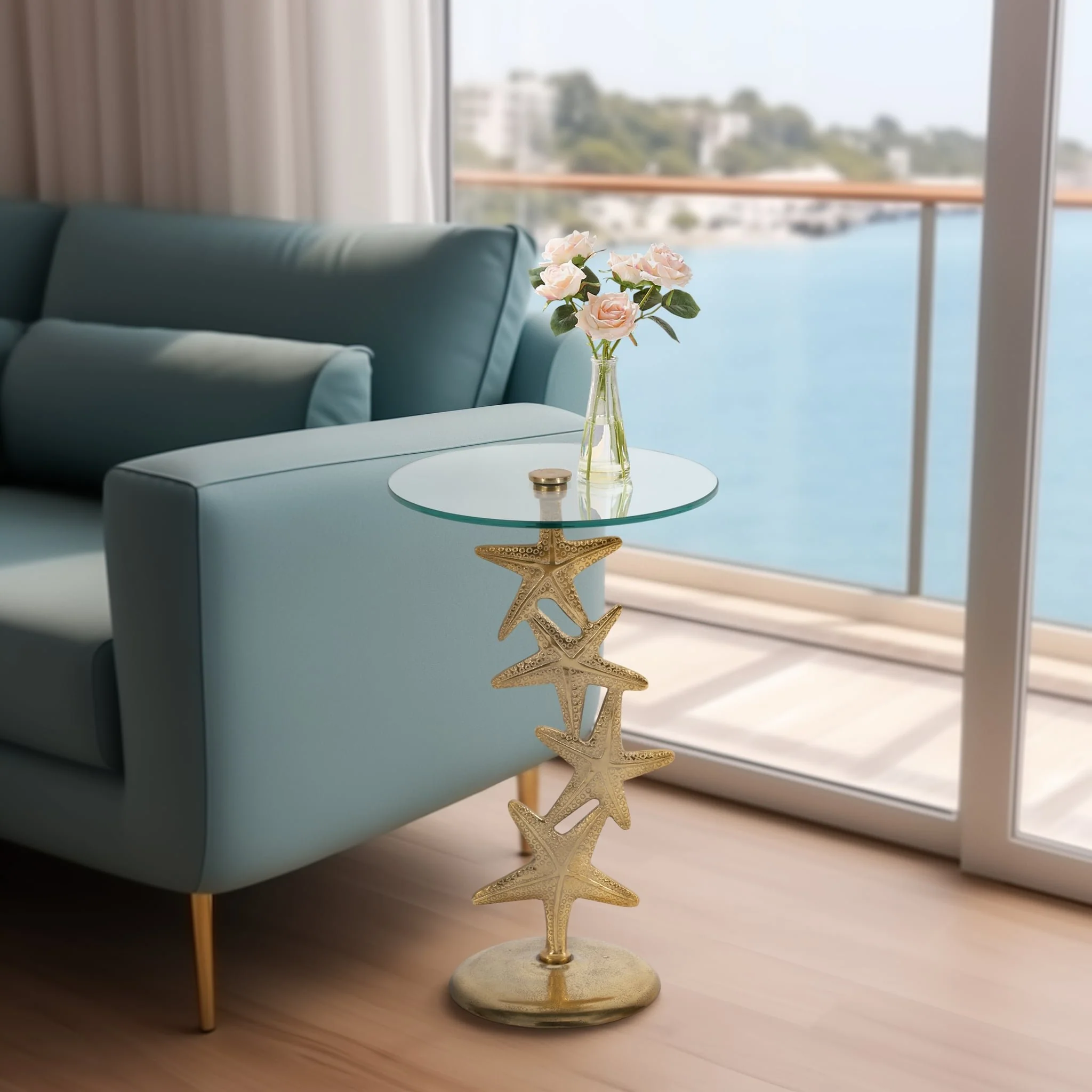 Metal/glass 15"d/25"h,gold Starfish Sidetable Kd - Image 8