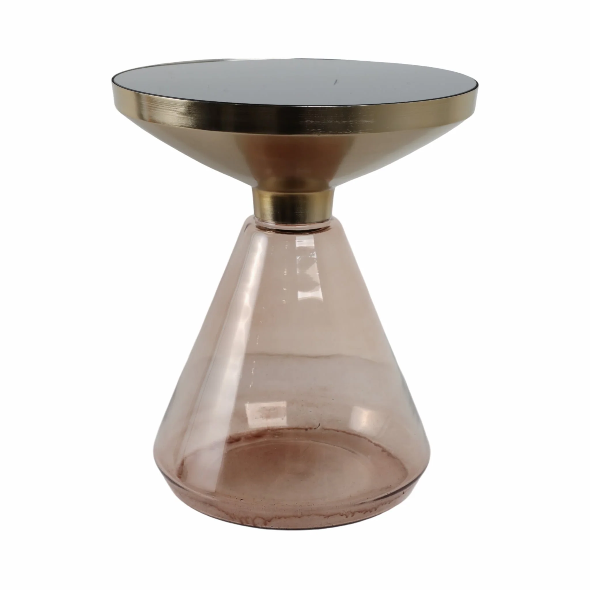 Metal/glass, 16"dx19"h Hourglass Side Table, Gold - Image 4