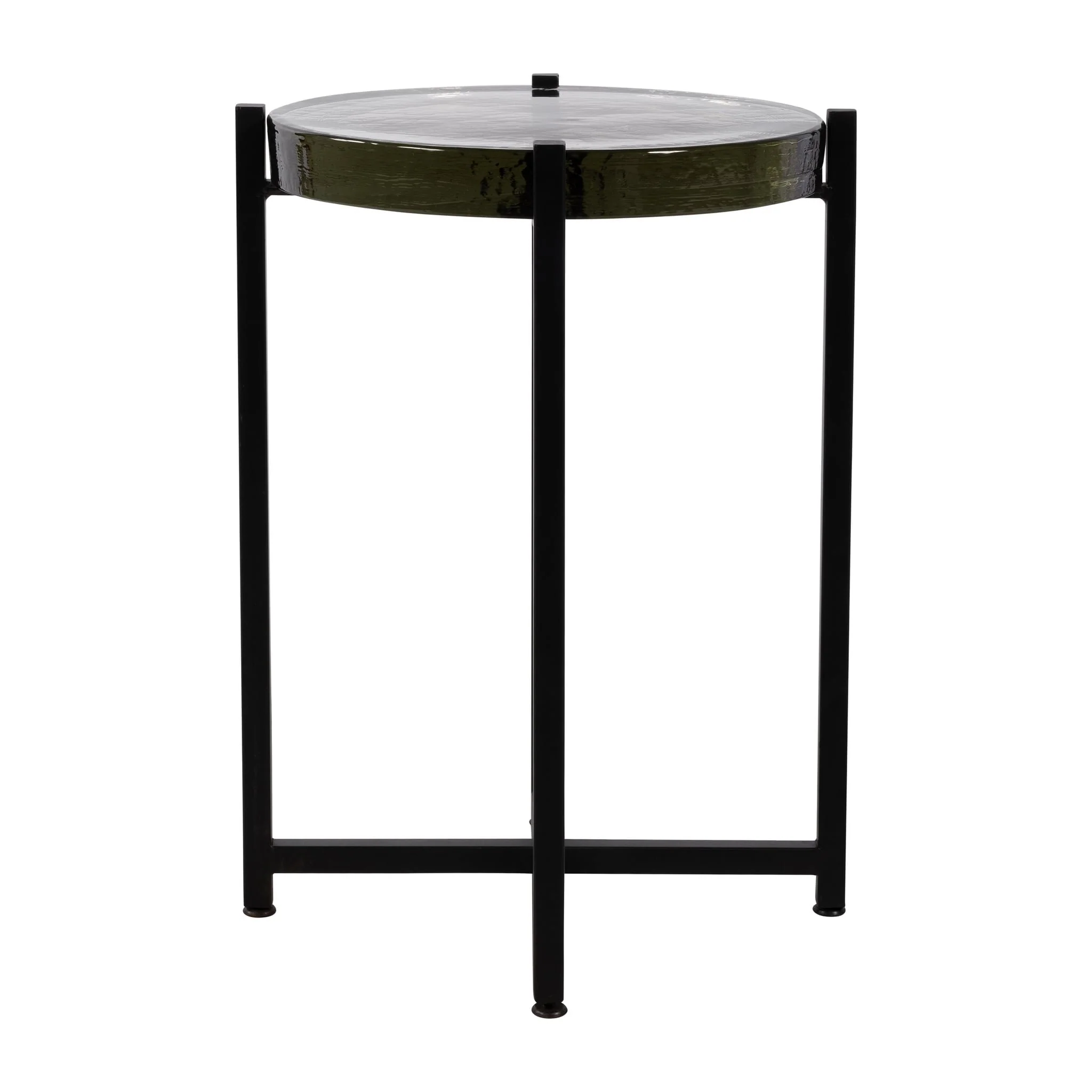 Metal/glass, 17"dx22"h Side Table, Black - Image 2