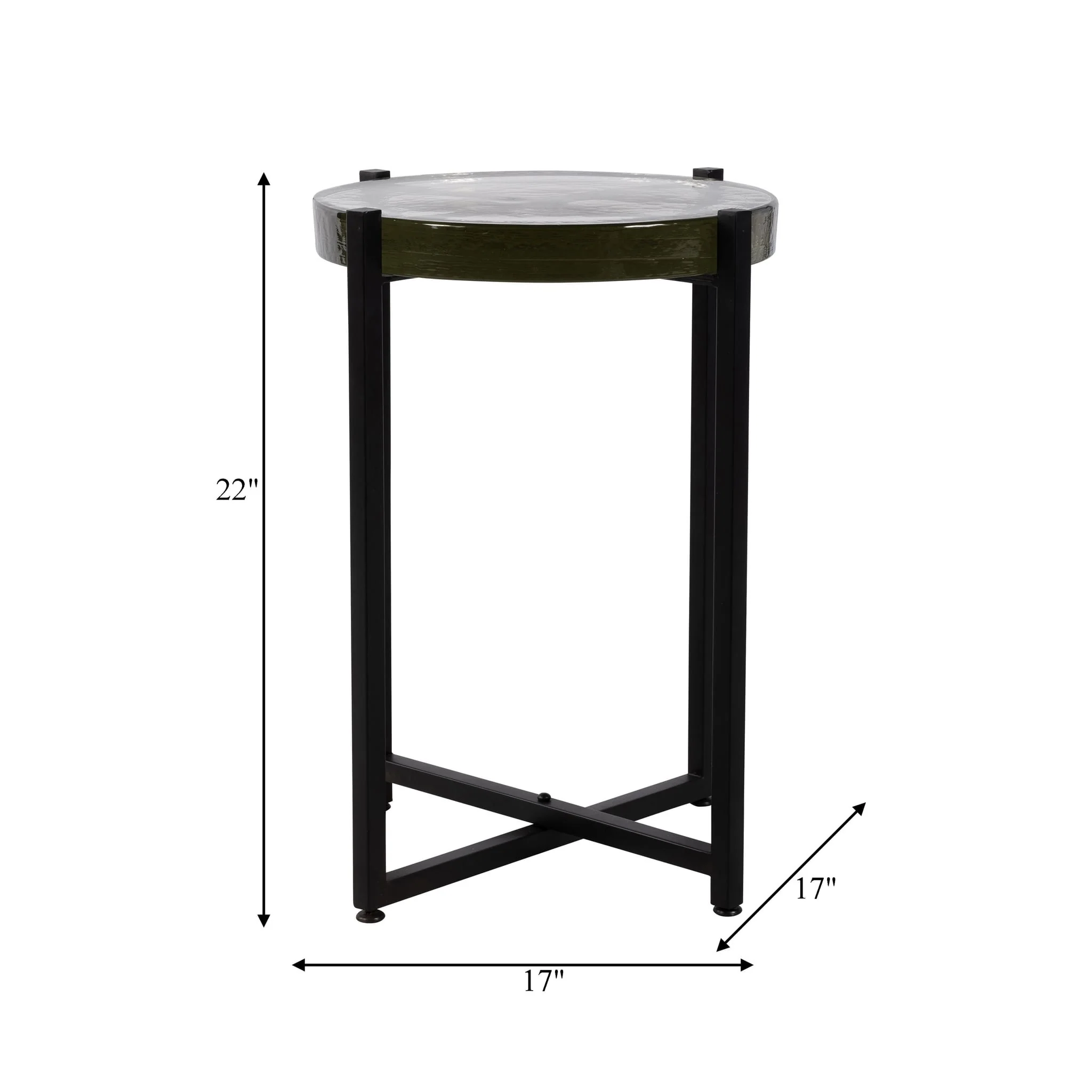 Metal/glass, 17"dx22"h Side Table, Black - Image 7