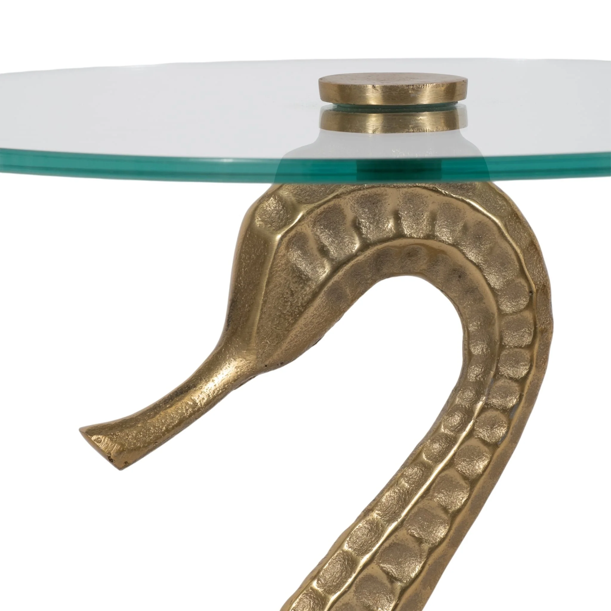 Metal/glass, 25" Seahorse Side Table, Gold Kd - Image 4
