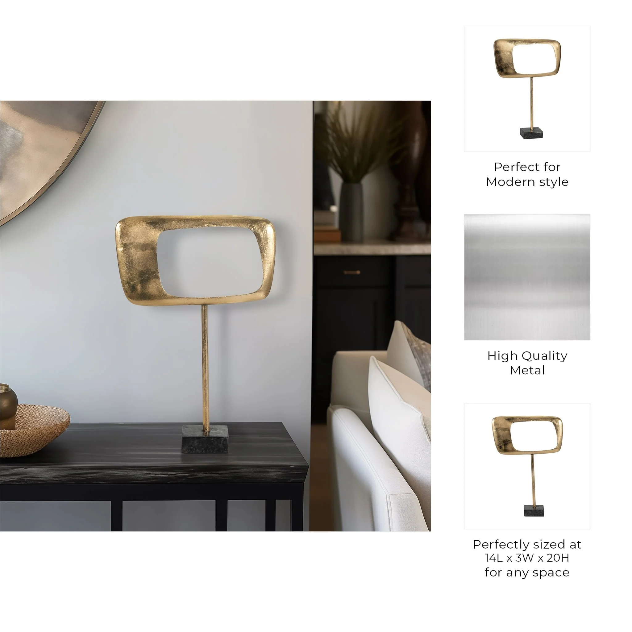 Metal/marble, 20" Table Top Deco, Gold Kd - Image 10
