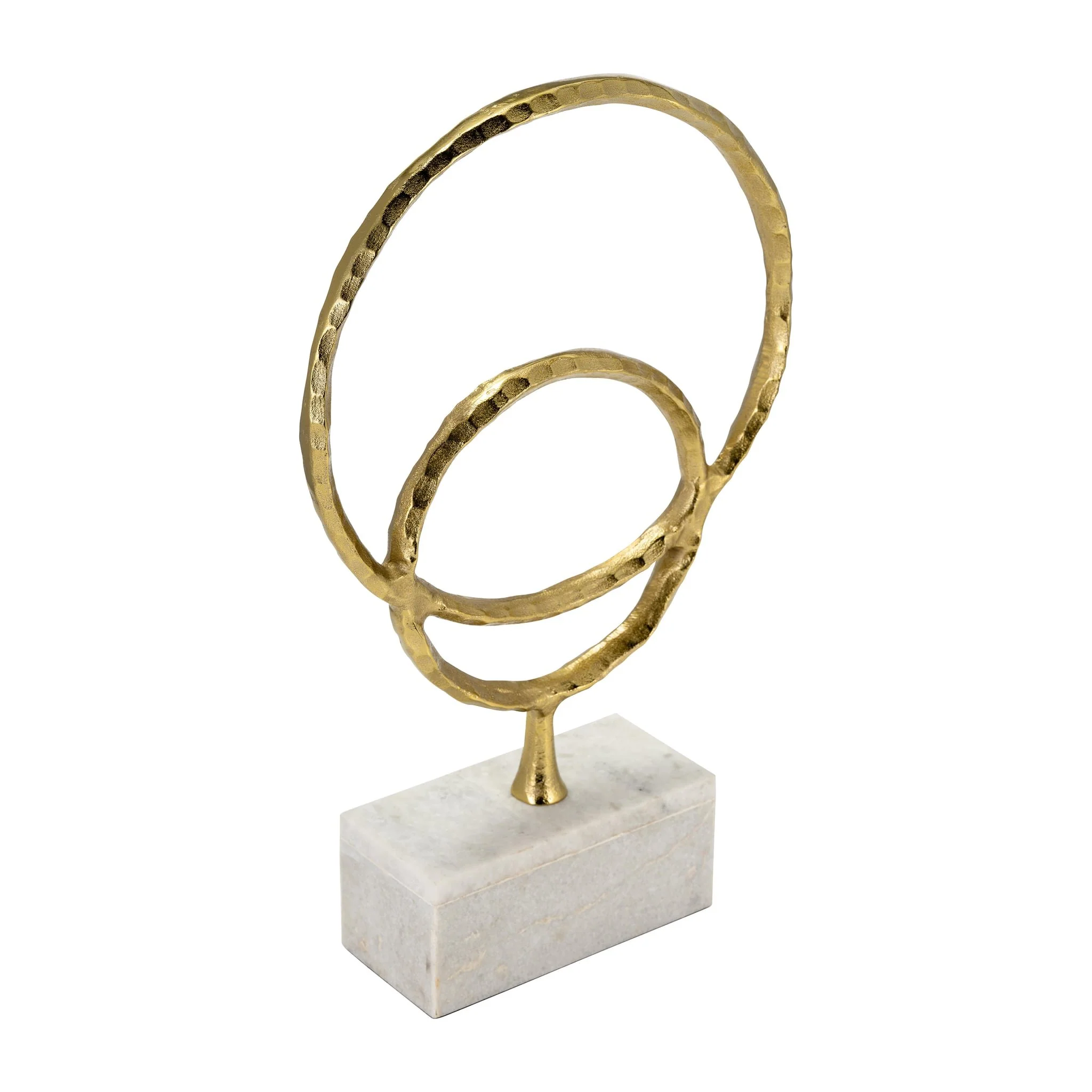 Metal/marble, 21"h Double Ring Accent, Gold - Image 4