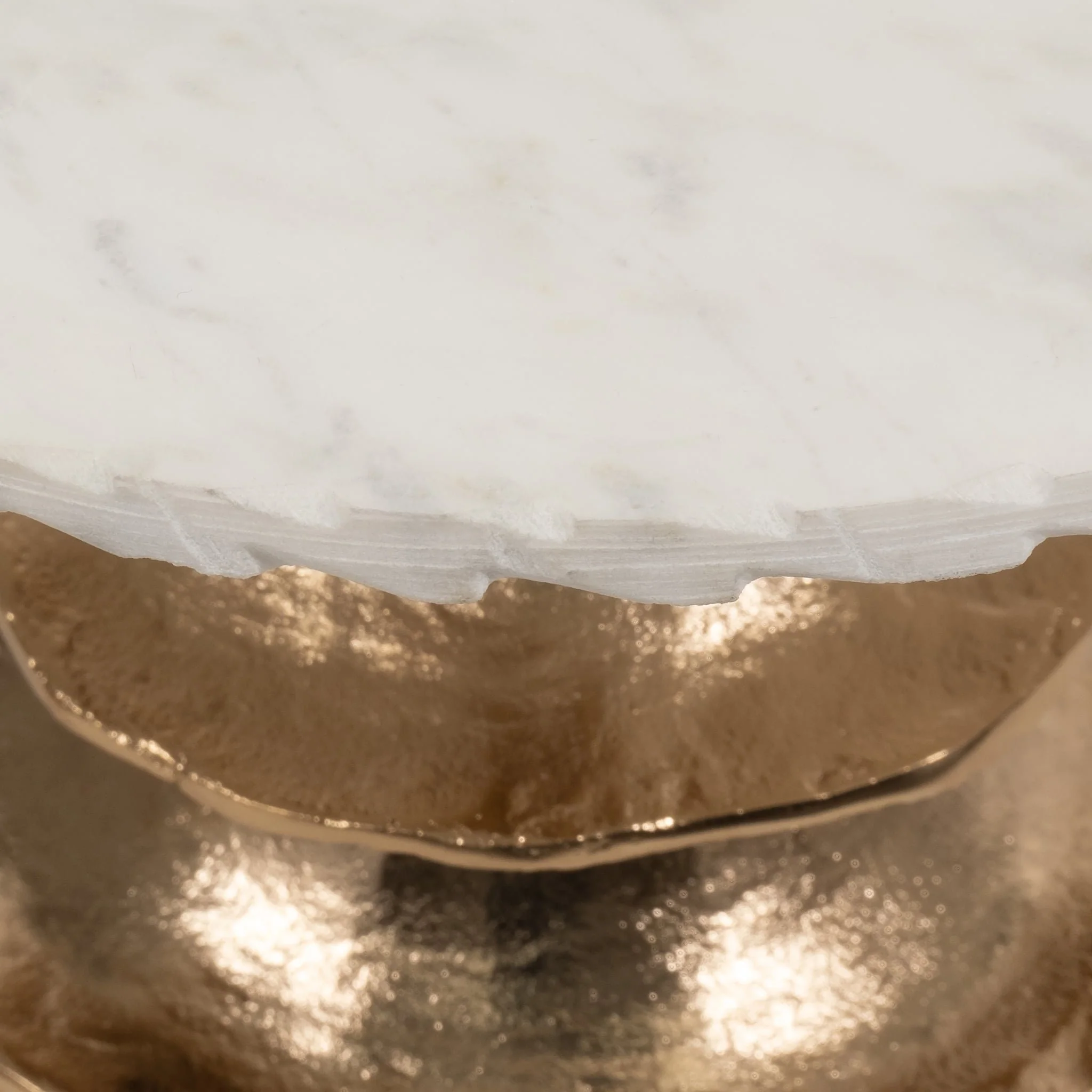 Metal/marble, 24" Jagged Edge Accent Table, White/ - Image 4