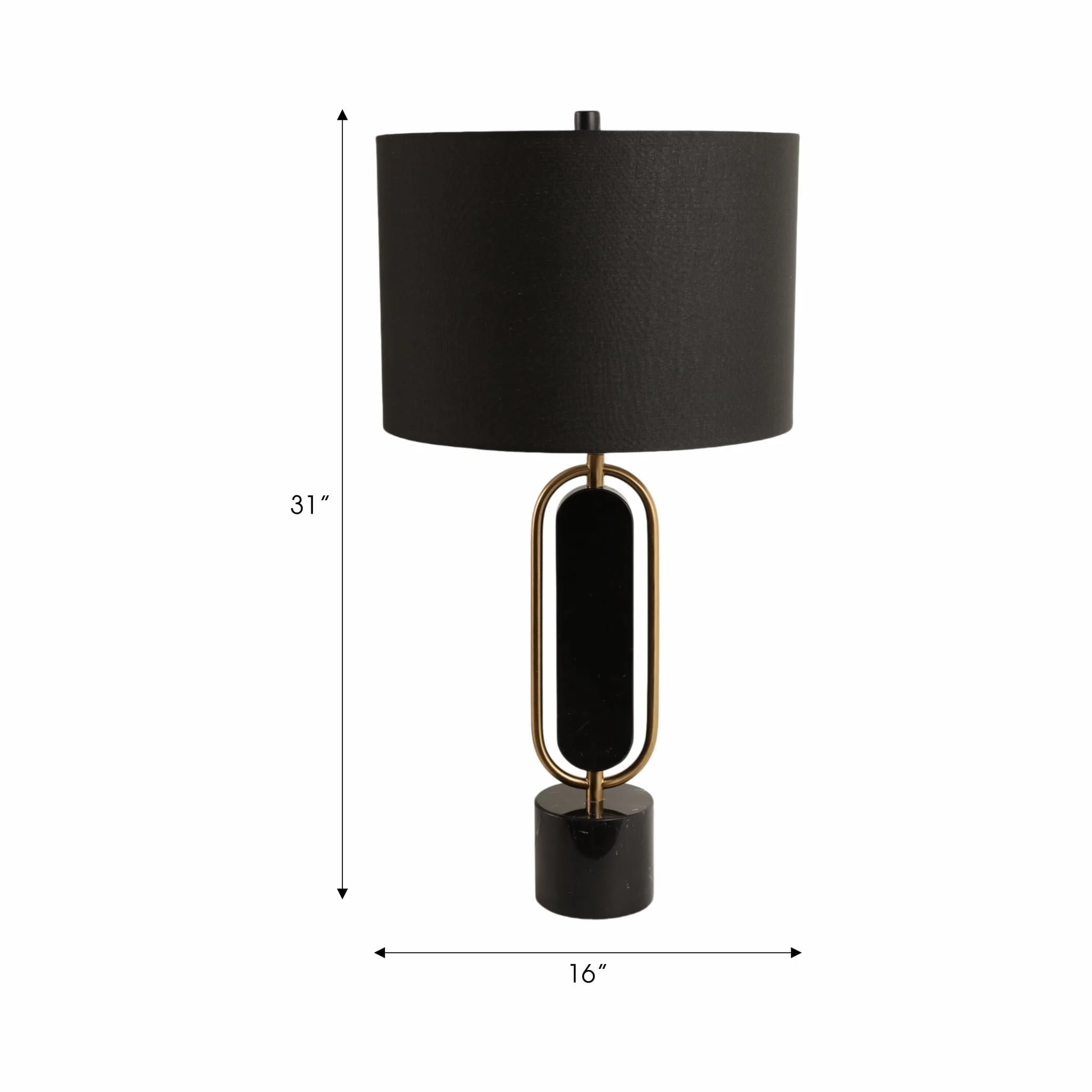Metal/marble 30" Table Lamp, Gold/black - Image 7