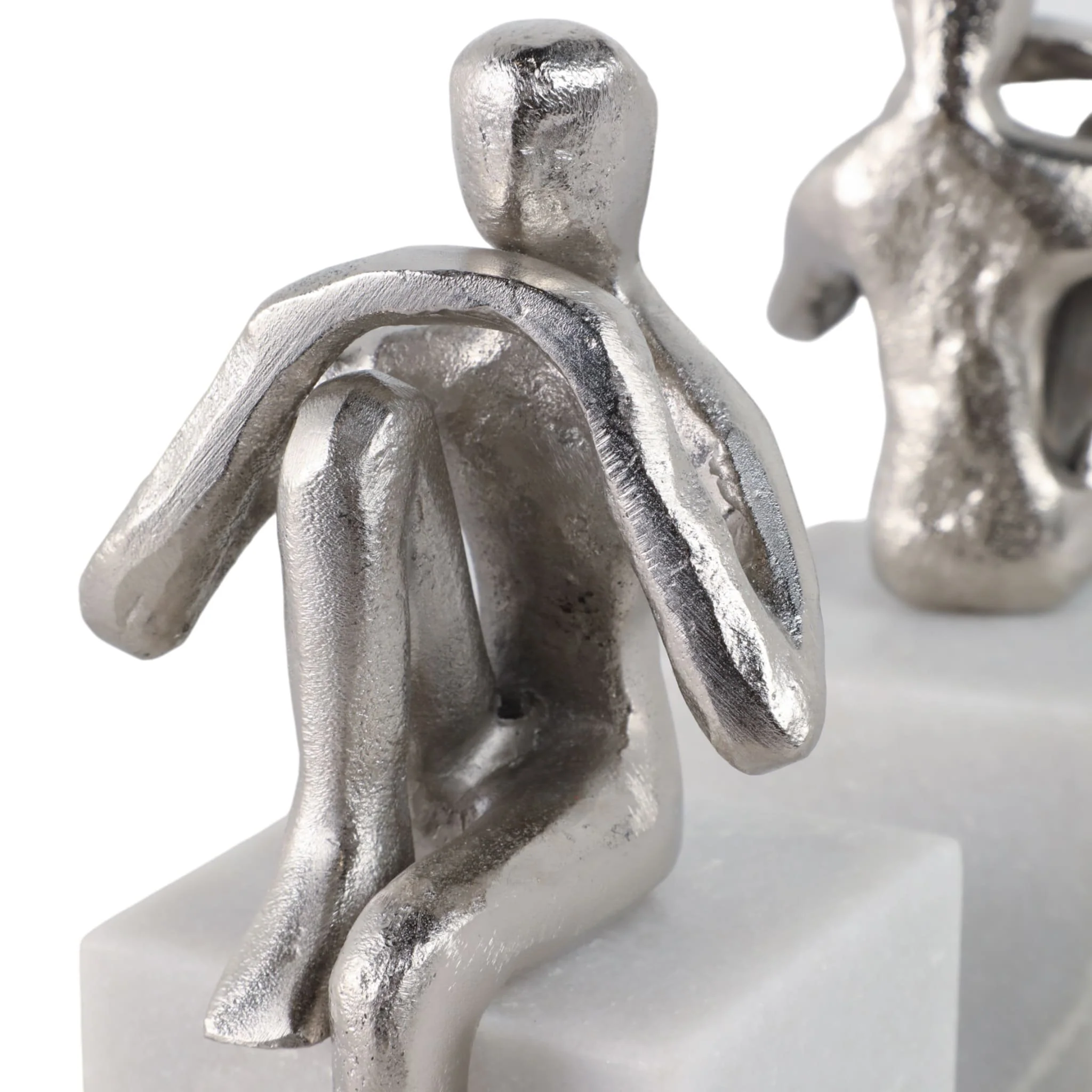 Metal/marble S/2  Sitting Leg Up Bookends, Silver - Image 6