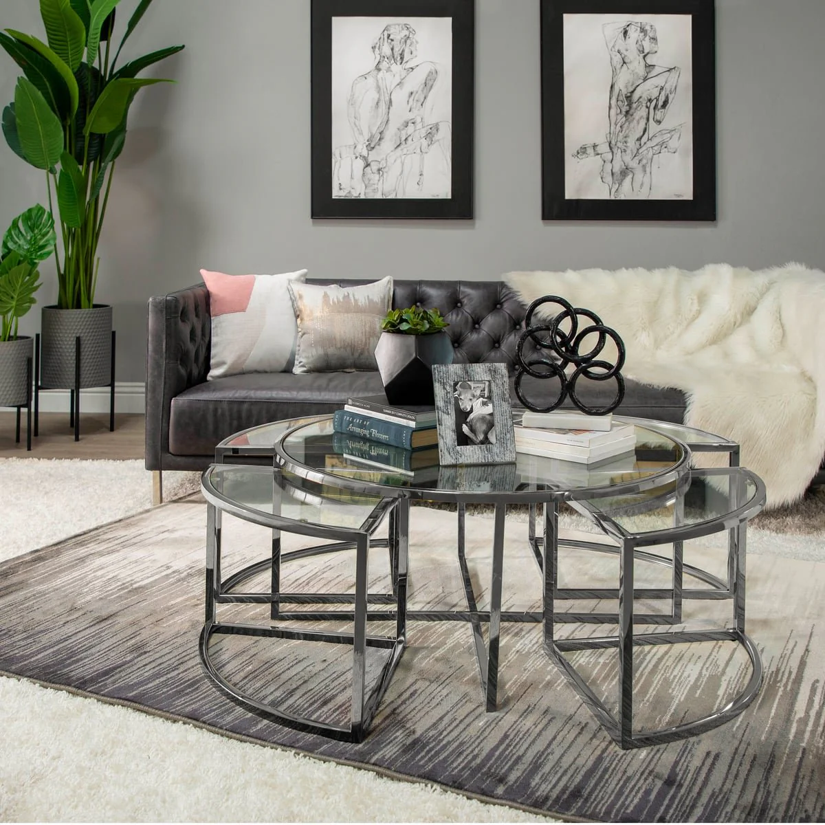 Metal Pull Out Coffee Table, Silver 2boxes - Image 9