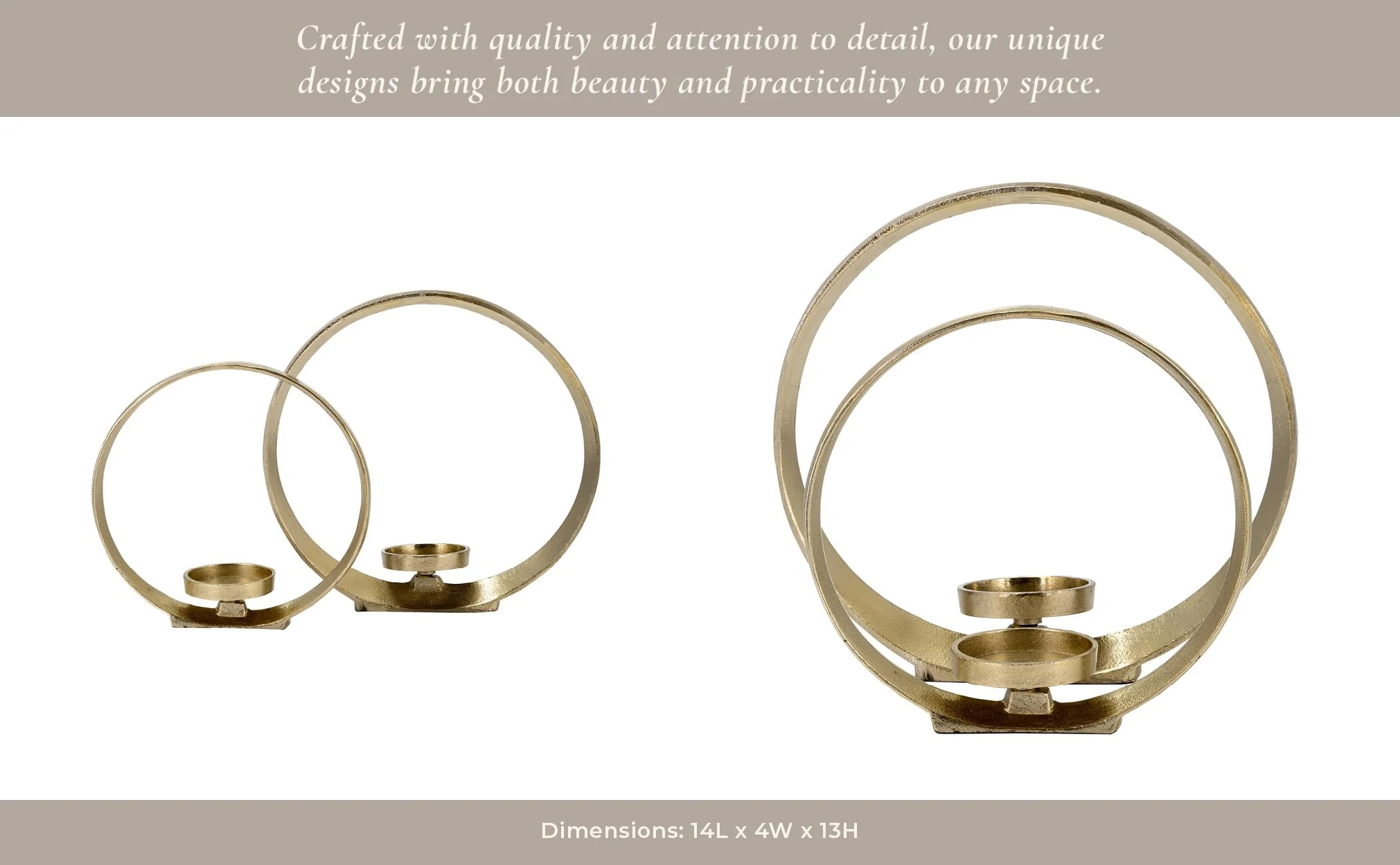 Metal,s/2 10/13"h, Ring Shape Candle Holder,gold - Image 8