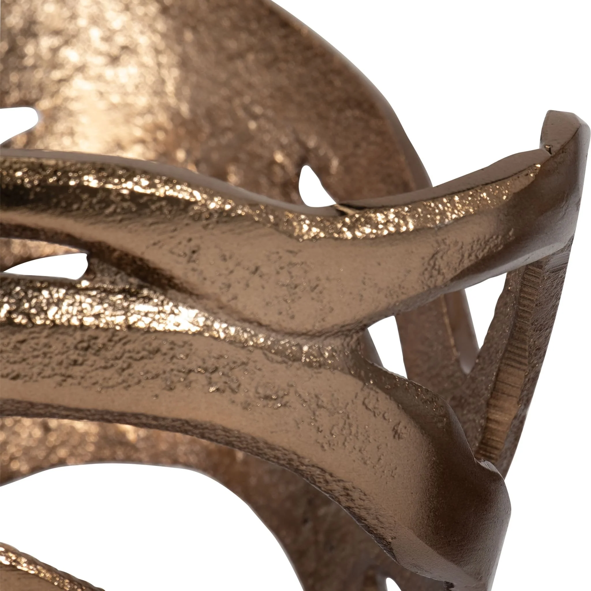 Metal S/2, 10/14" Abstract Tornato Vase, Champagne - Image 5