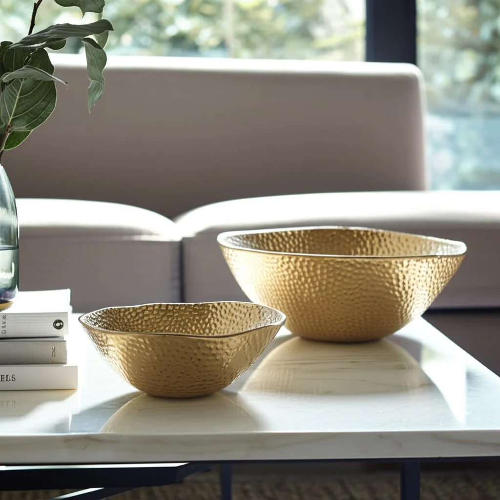Metal,s/2 11/13", Round Hammered Bowls,champagne - Image 12