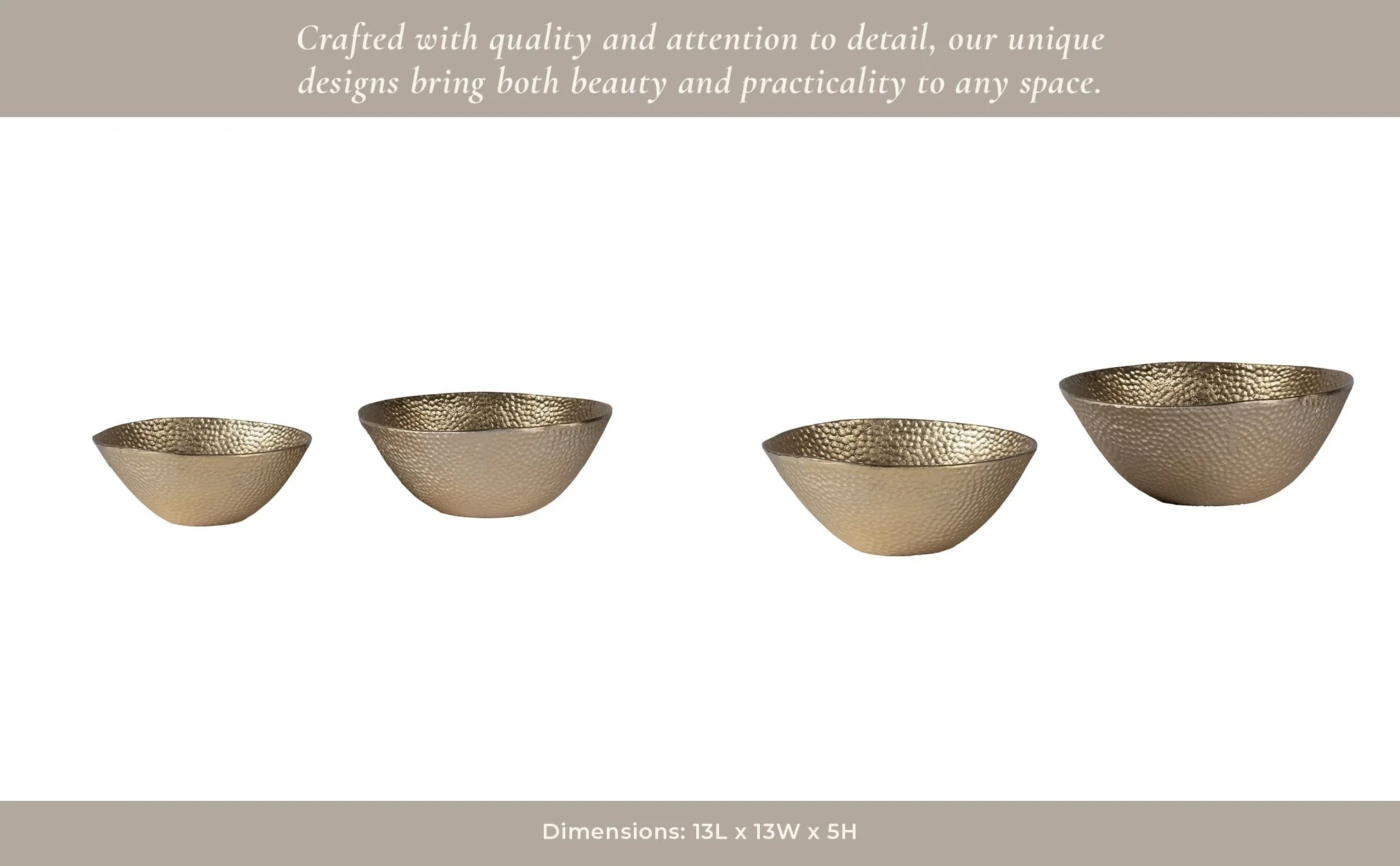 Metal,s/2 11/13", Round Hammered Bowls,champagne - Image 13