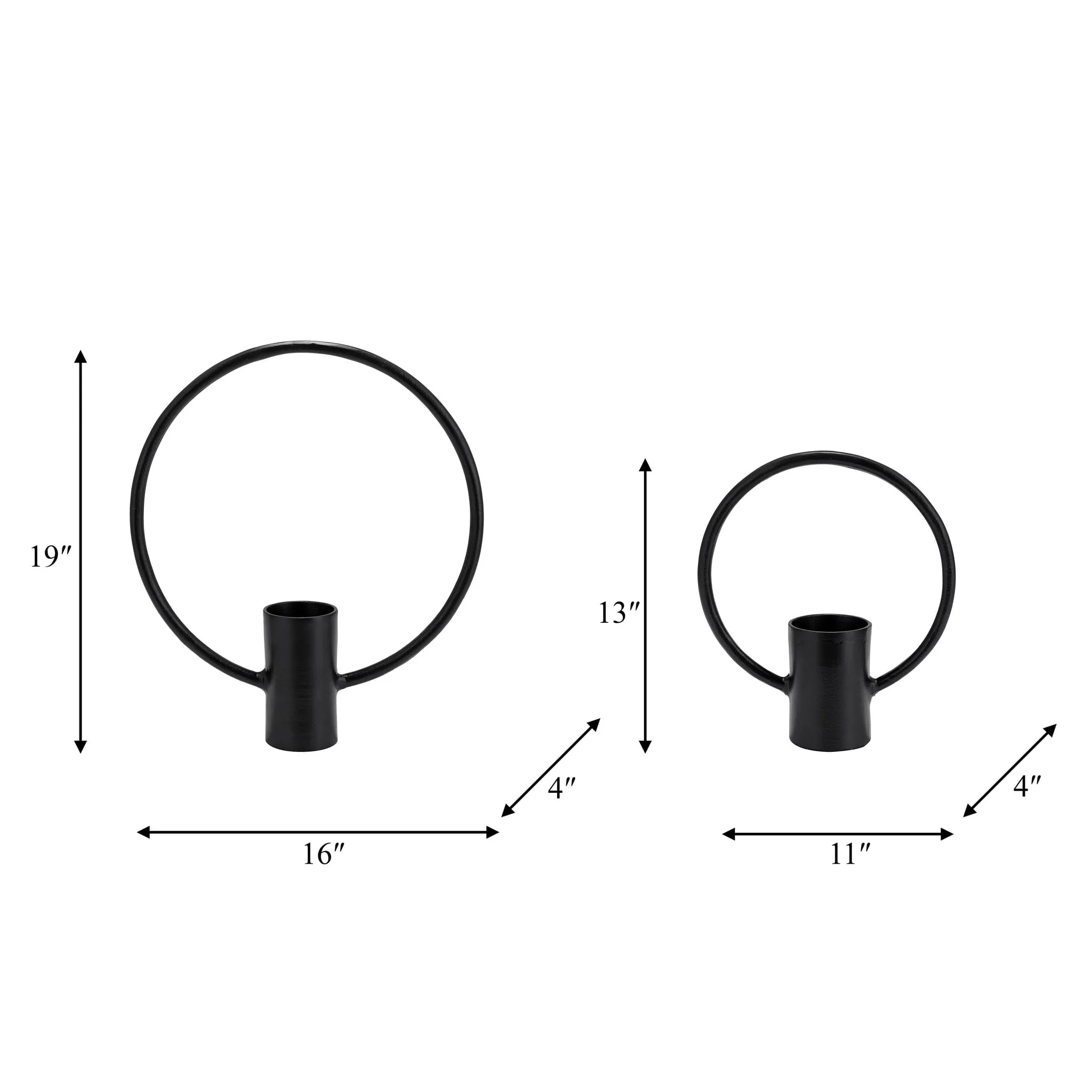 Metal, S/2, 13/19" Full Circle Tea Light Stand, Bk - Image 9
