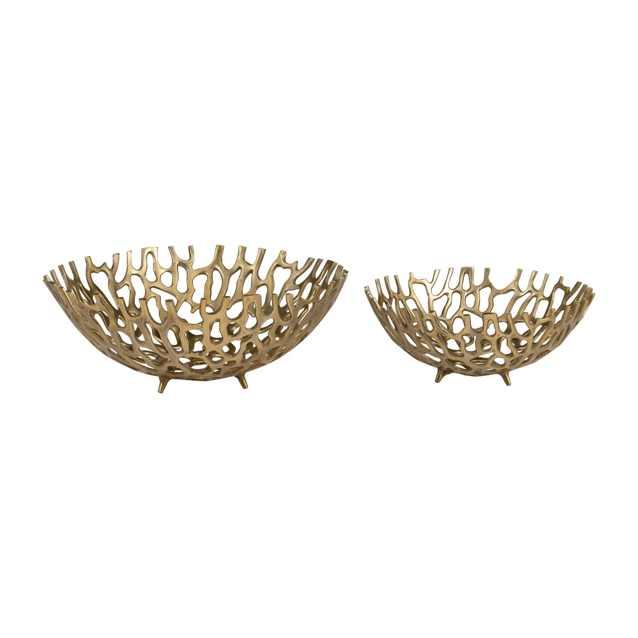 Metal, S/2 14/16" Cut-out Trays, Gold - Image 2