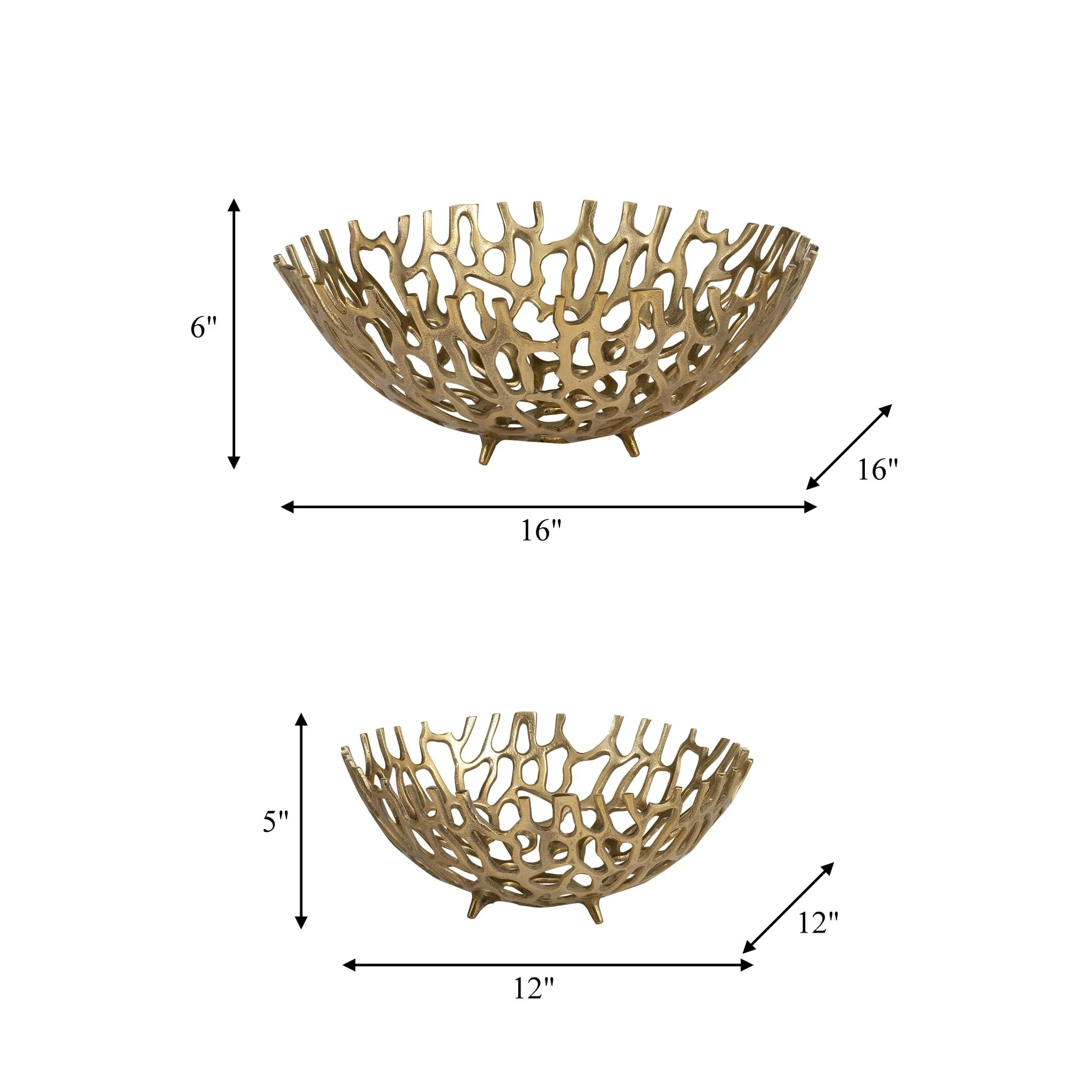 Metal, S/2 14/16" Cut-out Trays, Gold - Image 9