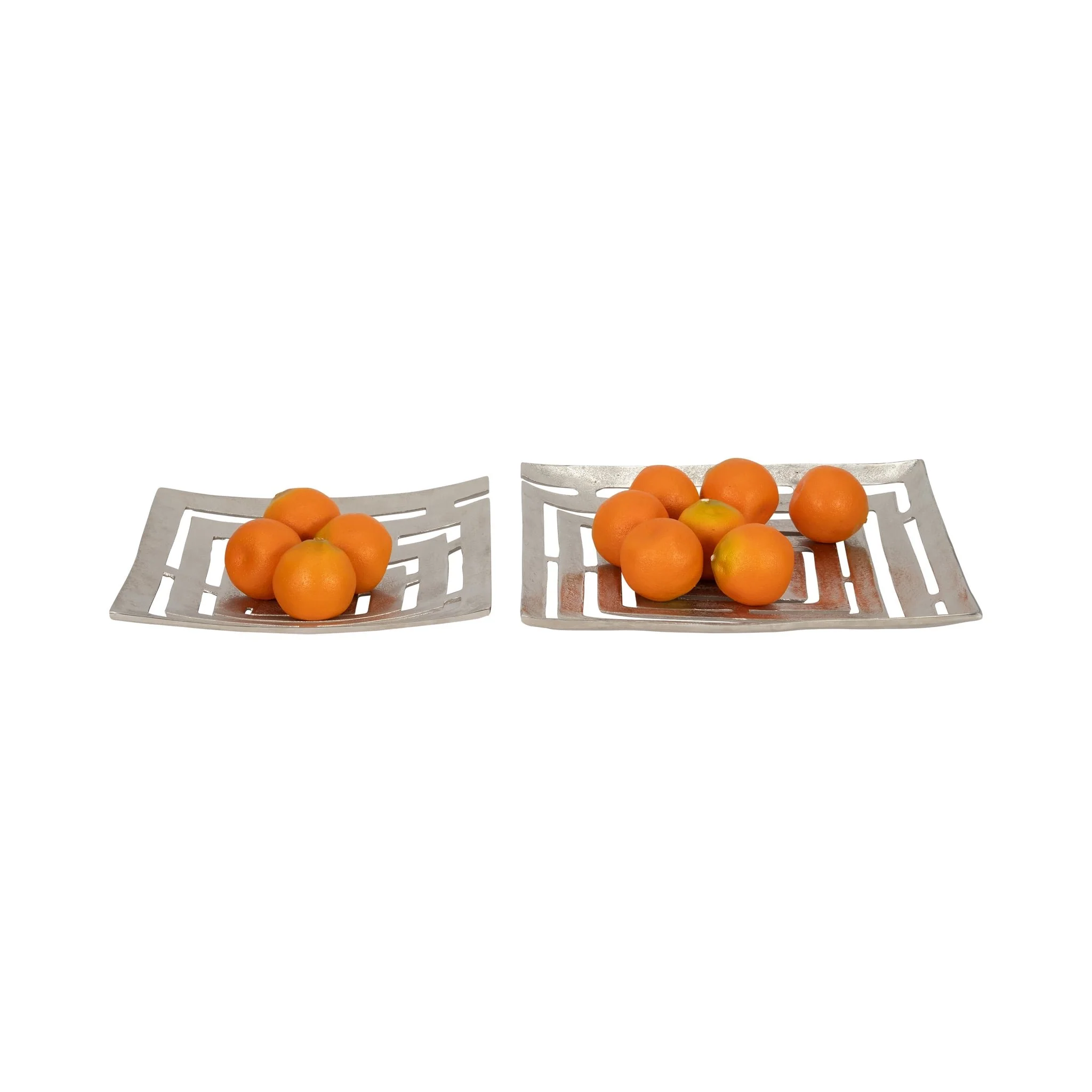 Metal, S/2 14/17" Cut-out Plates, Silver - Image 2