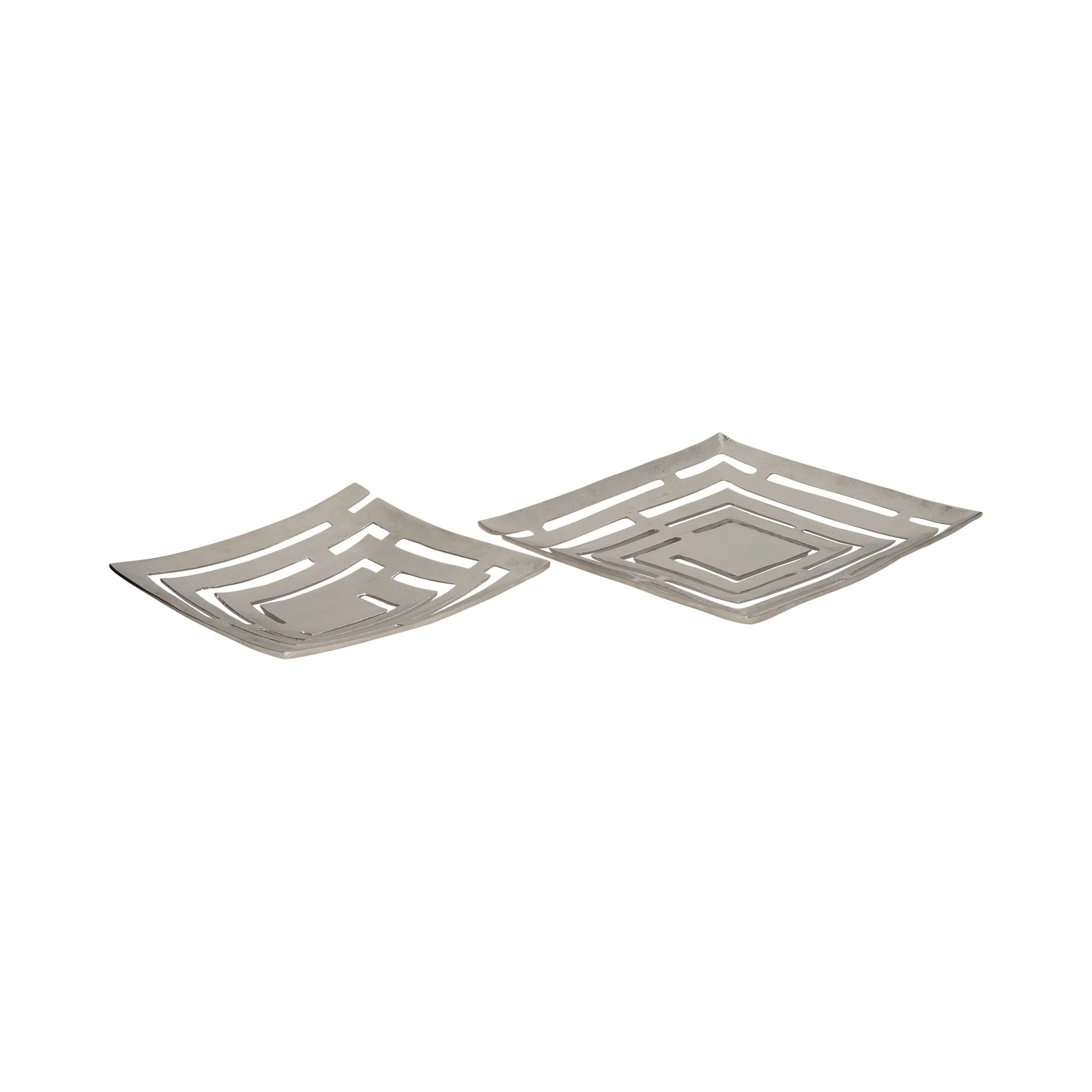 Metal, S/2 14/17" Cut-out Plates, Silver - Image 3