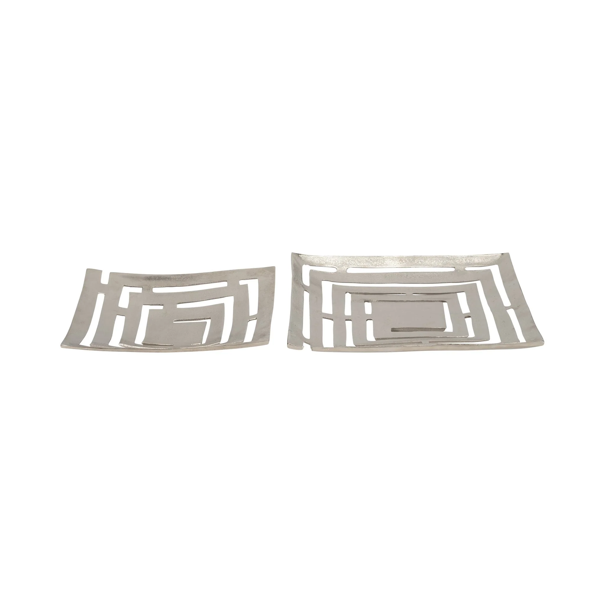 Metal, S/2 14/17" Cut-out Plates, Silver - Image 4