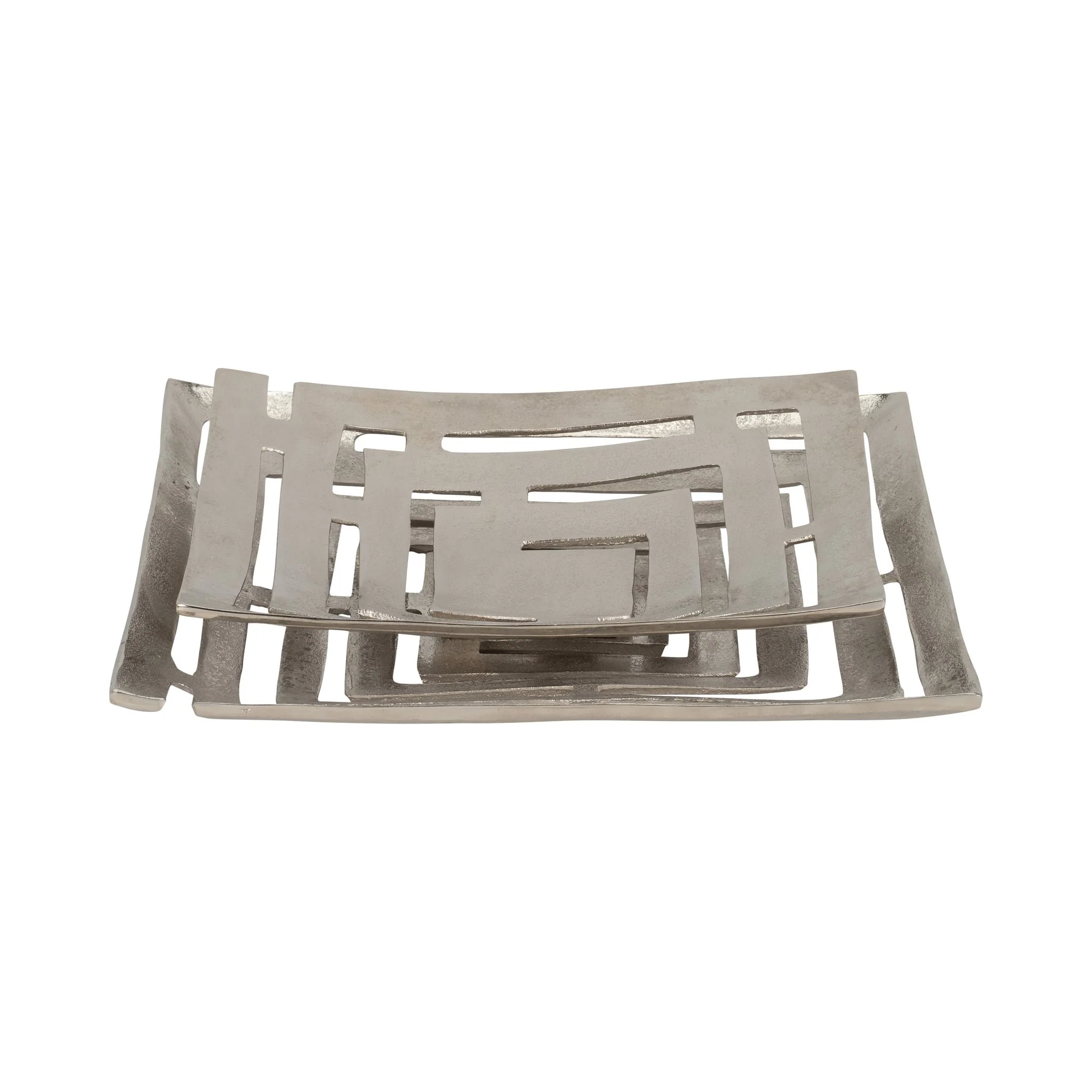 Metal, S/2 14/17" Cut-out Plates, Silver - Image 5