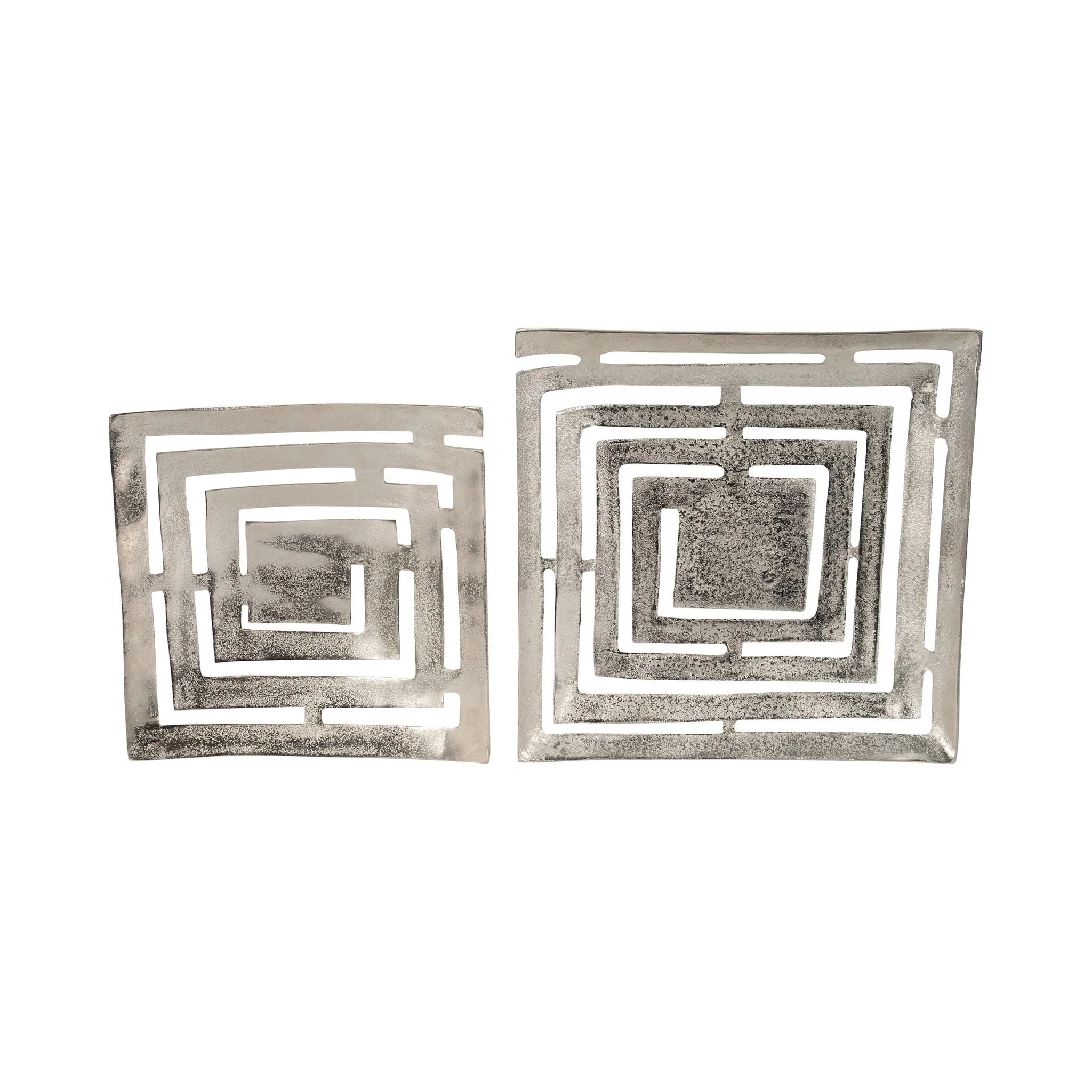 Metal, S/2 14/17" Cut-out Plates, Silver - Image 7