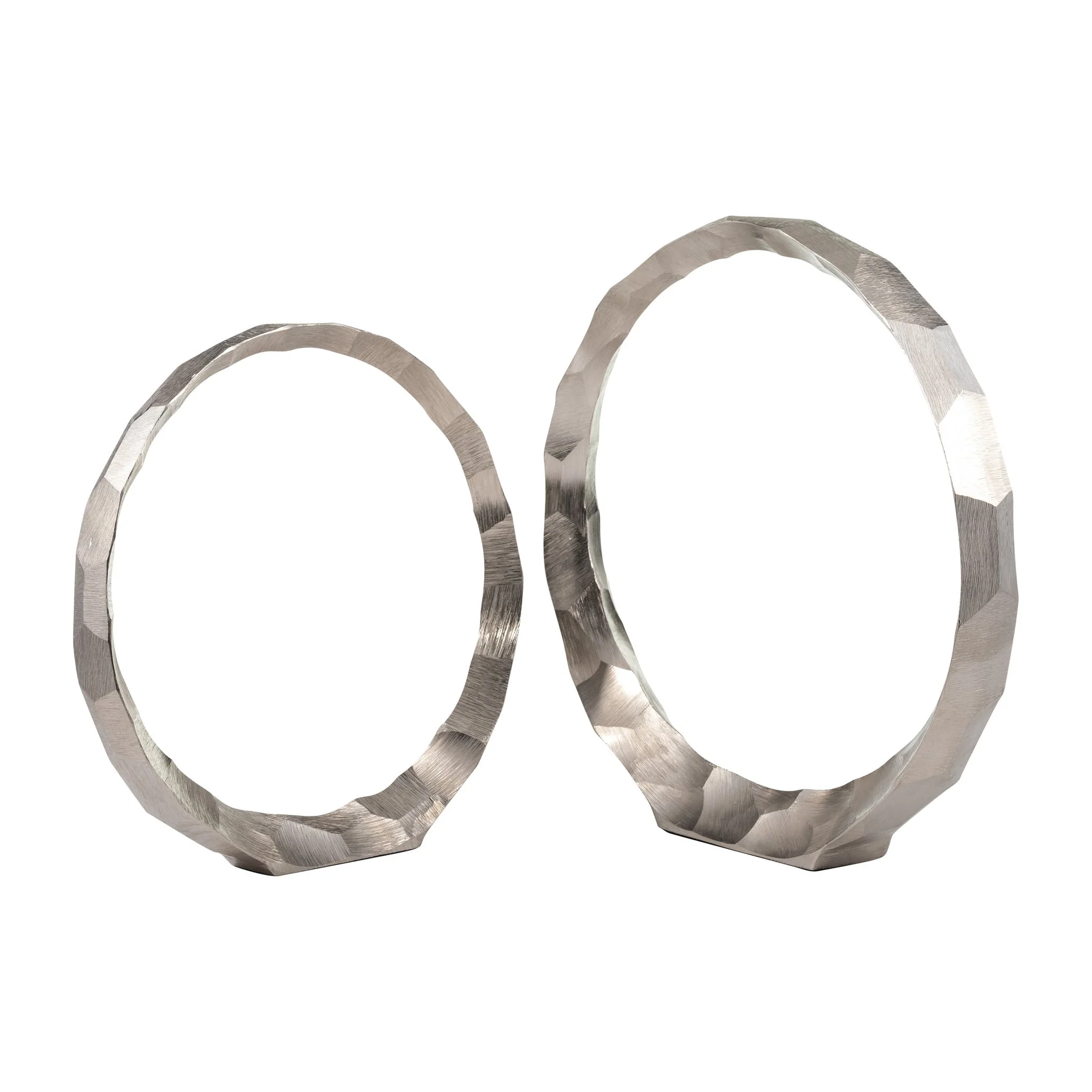 Metal, S/2, 14/17" Hammered Decorative Rings, Slvr - Image 2