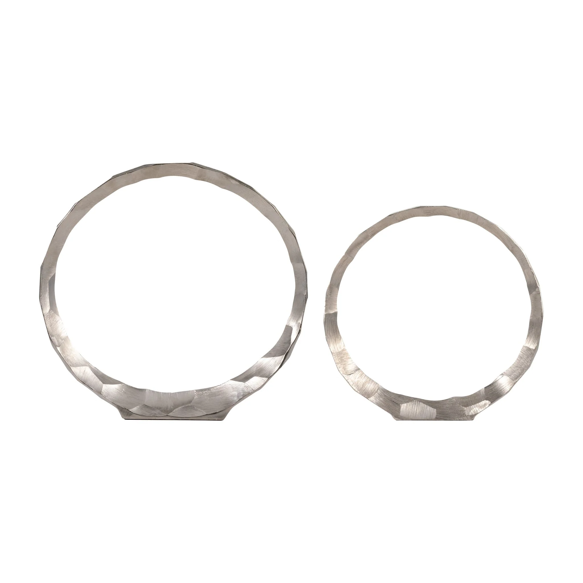 Metal, S/2, 14/17" Hammered Decorative Rings, Slvr - Image 3