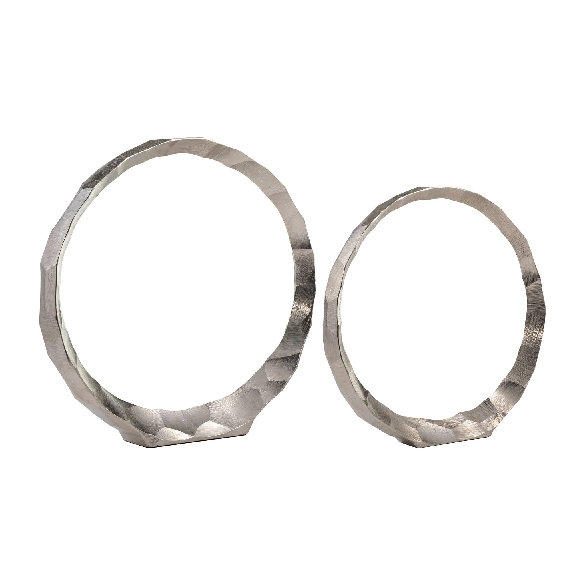 Metal, S/2, 14/17" Hammered Decorative Rings, Slvr - Image 4