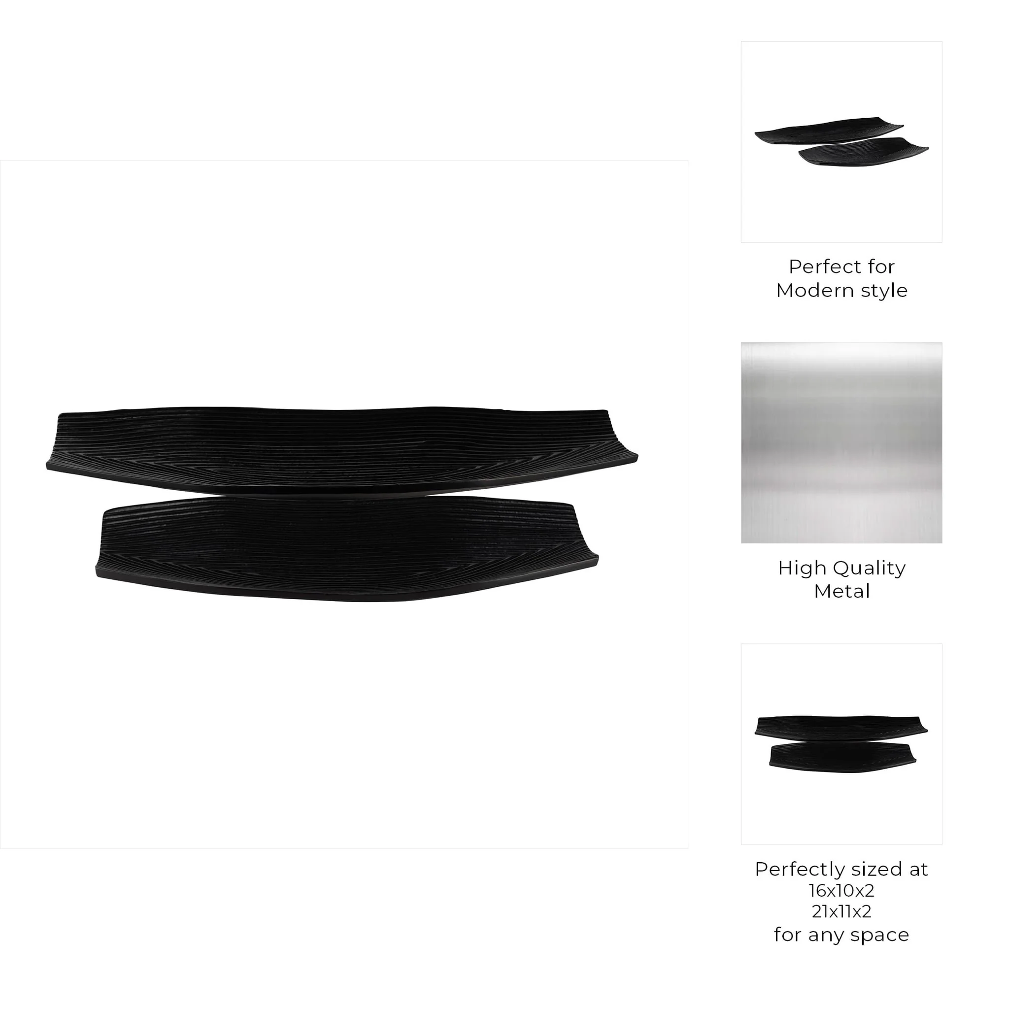 Metal,s/2 16/21",geometric Disk Plate,black - Image 10