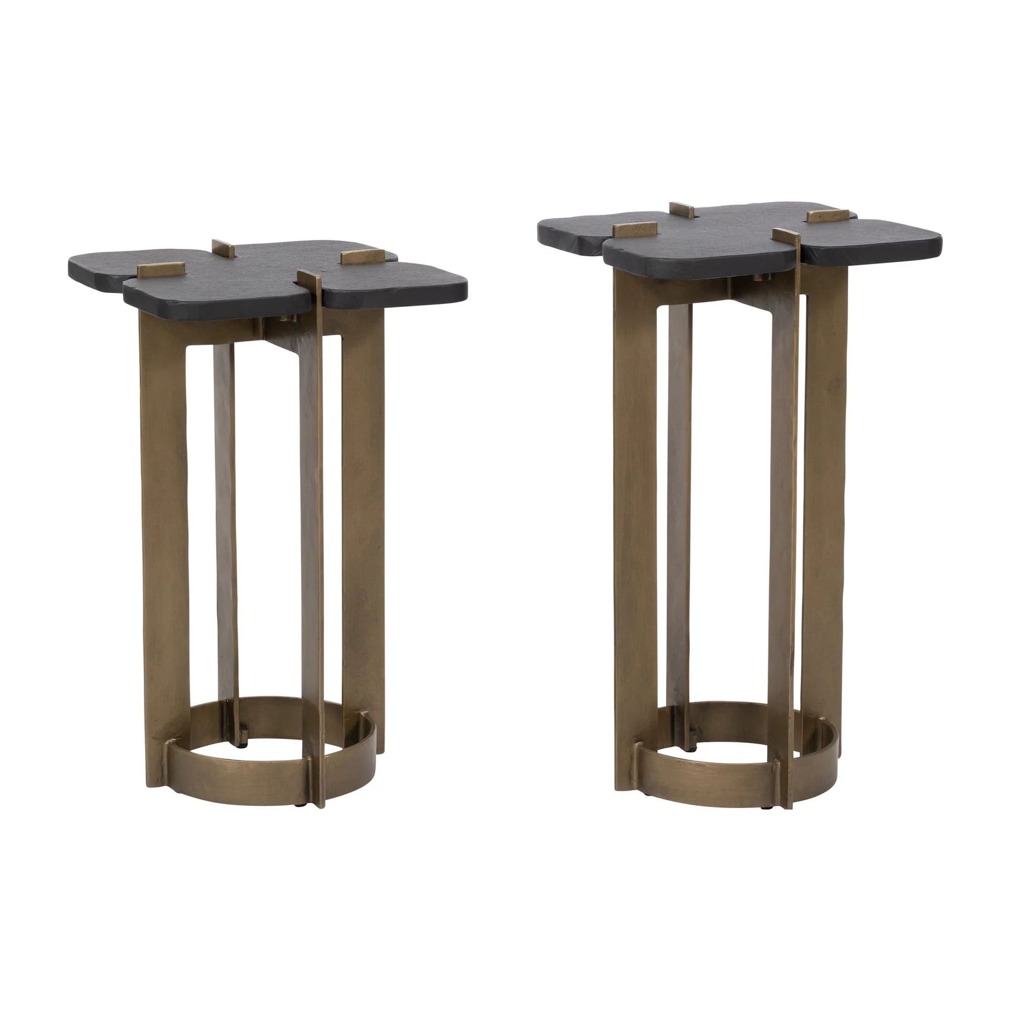 Metal, S/2 22/24" Stone Top Side Tables, 2boxes - Image 2