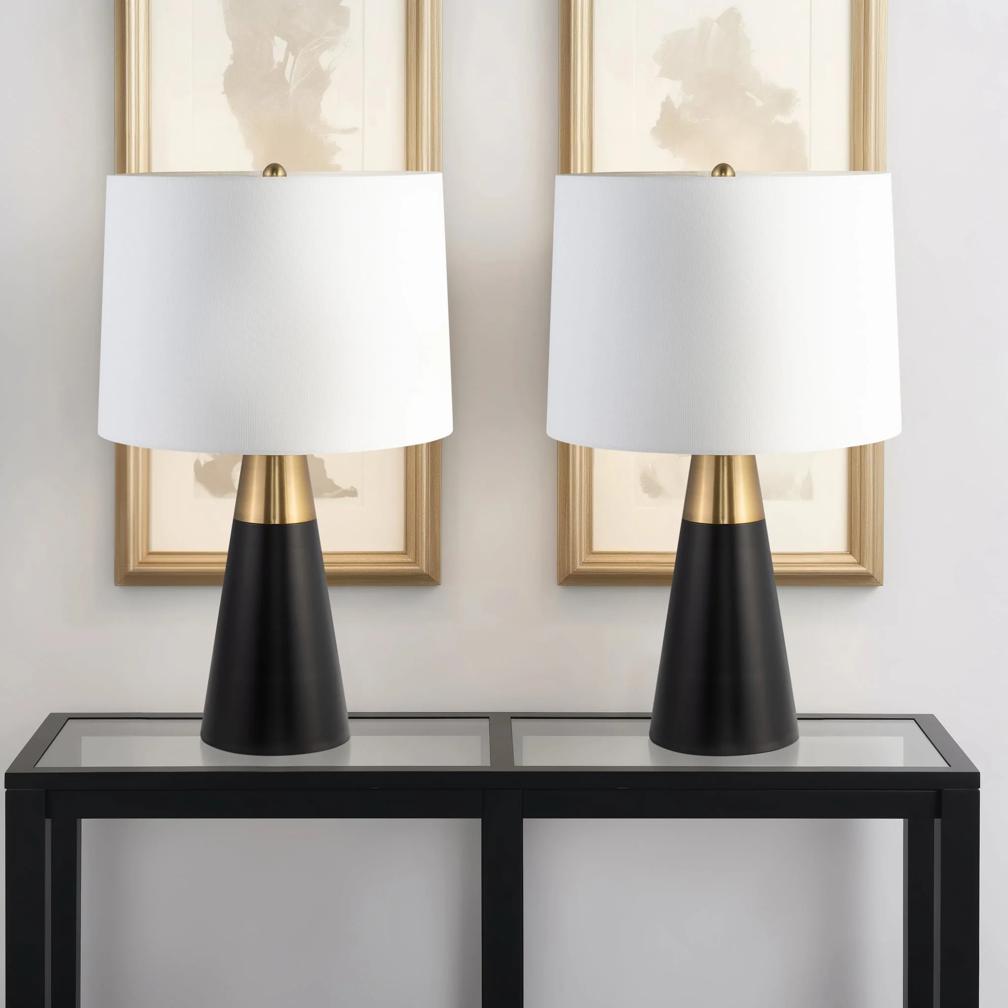 Metal,s/2,23"h,2tone Cone Tbl Lamps,blk/gld - Image 9